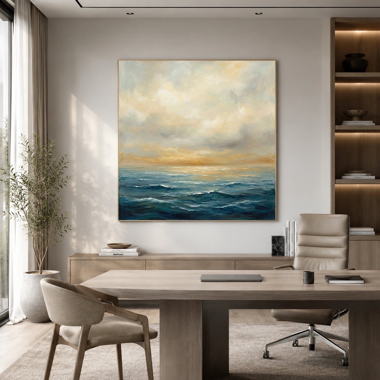 Ocean And Sky Abstract Textured Wall Art #OS175