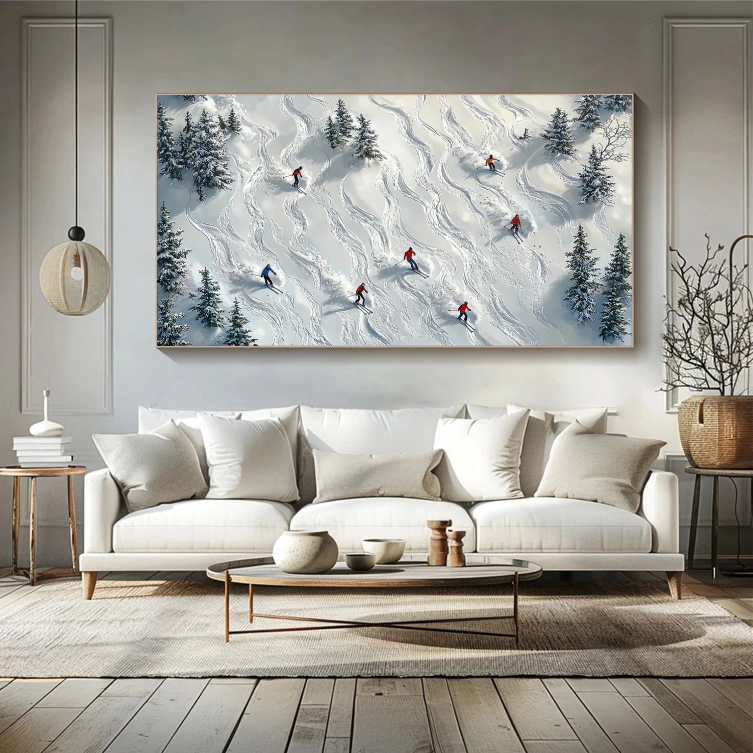 Skiing Sport Textured Wall Art #MS072