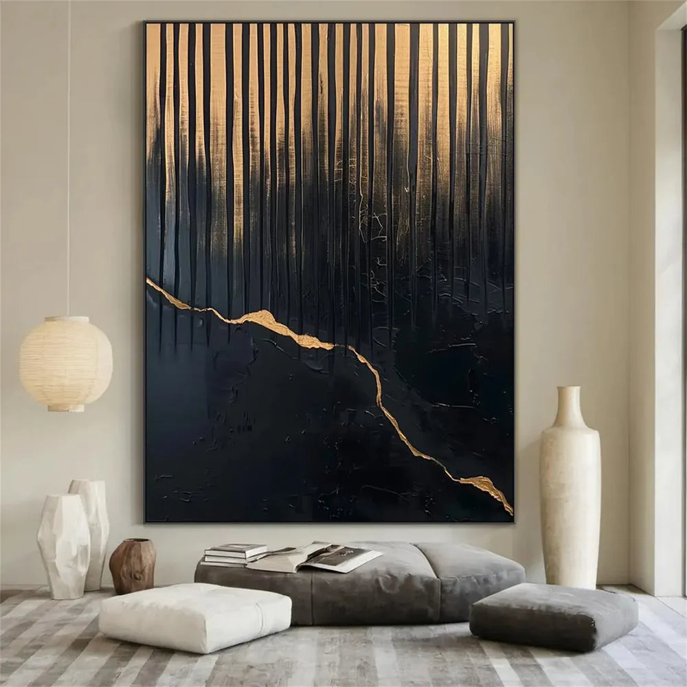 Black Minimalist Textured Canvas #MT096