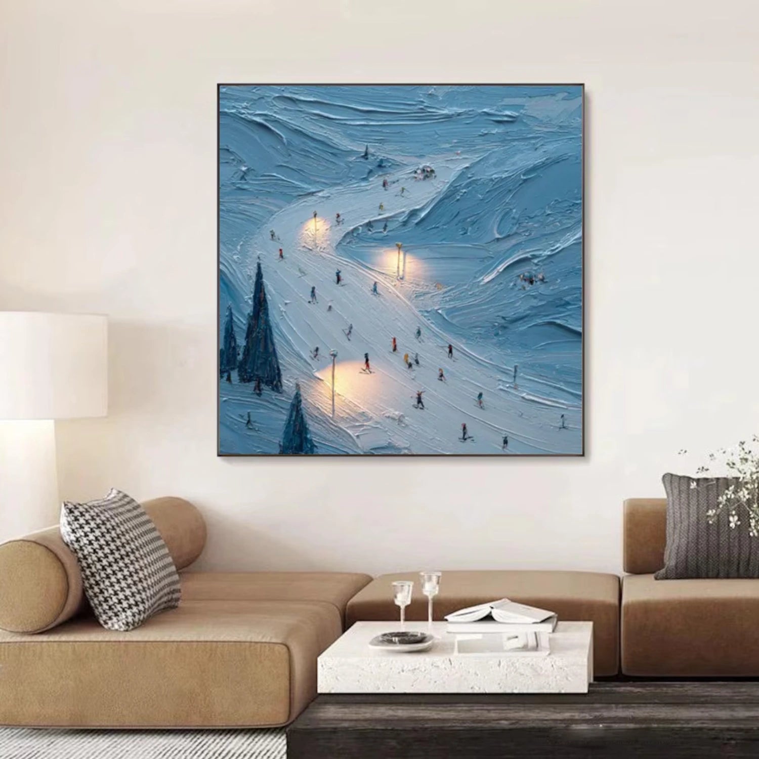 Skiing Sport Textured Wall Art #MS046