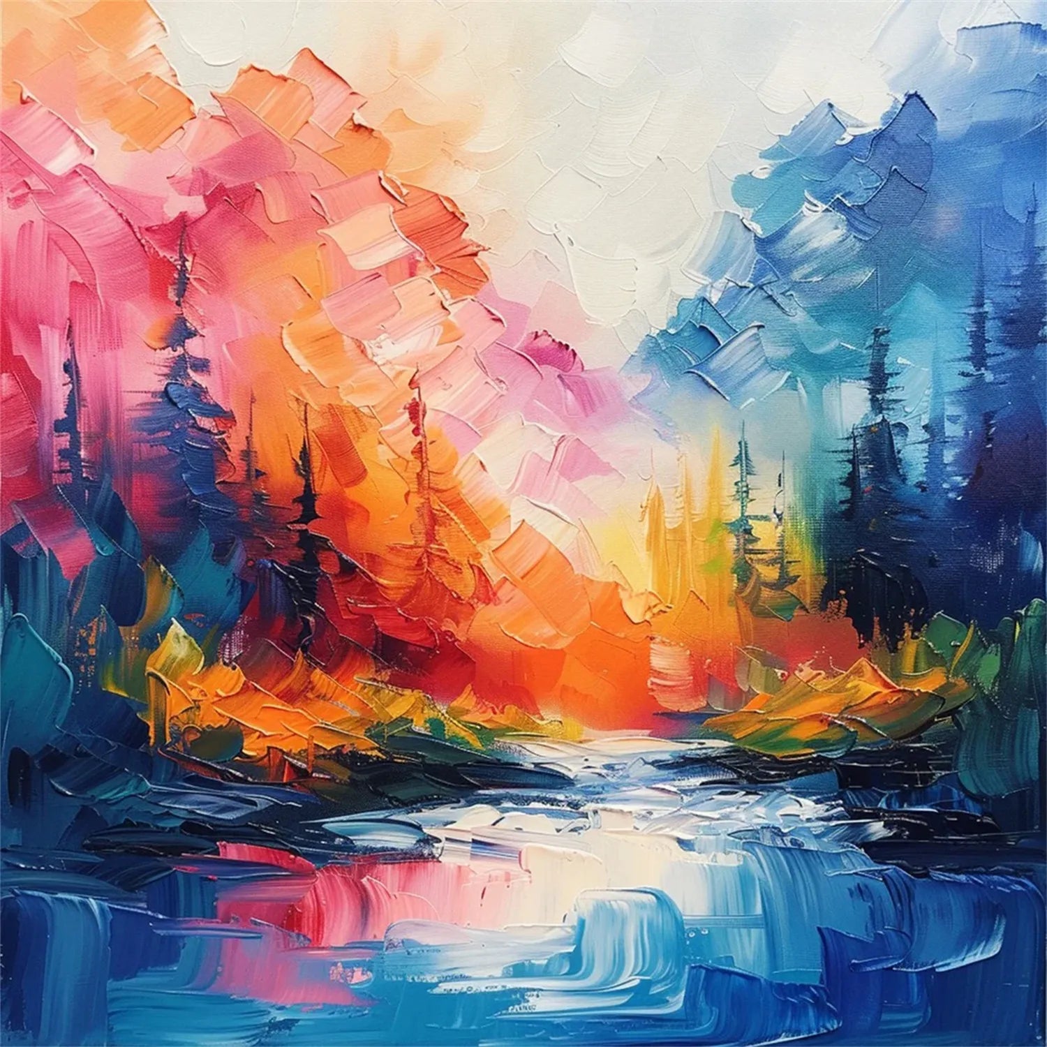 Colorful Abstract Textured Painting Canvas #AT043
