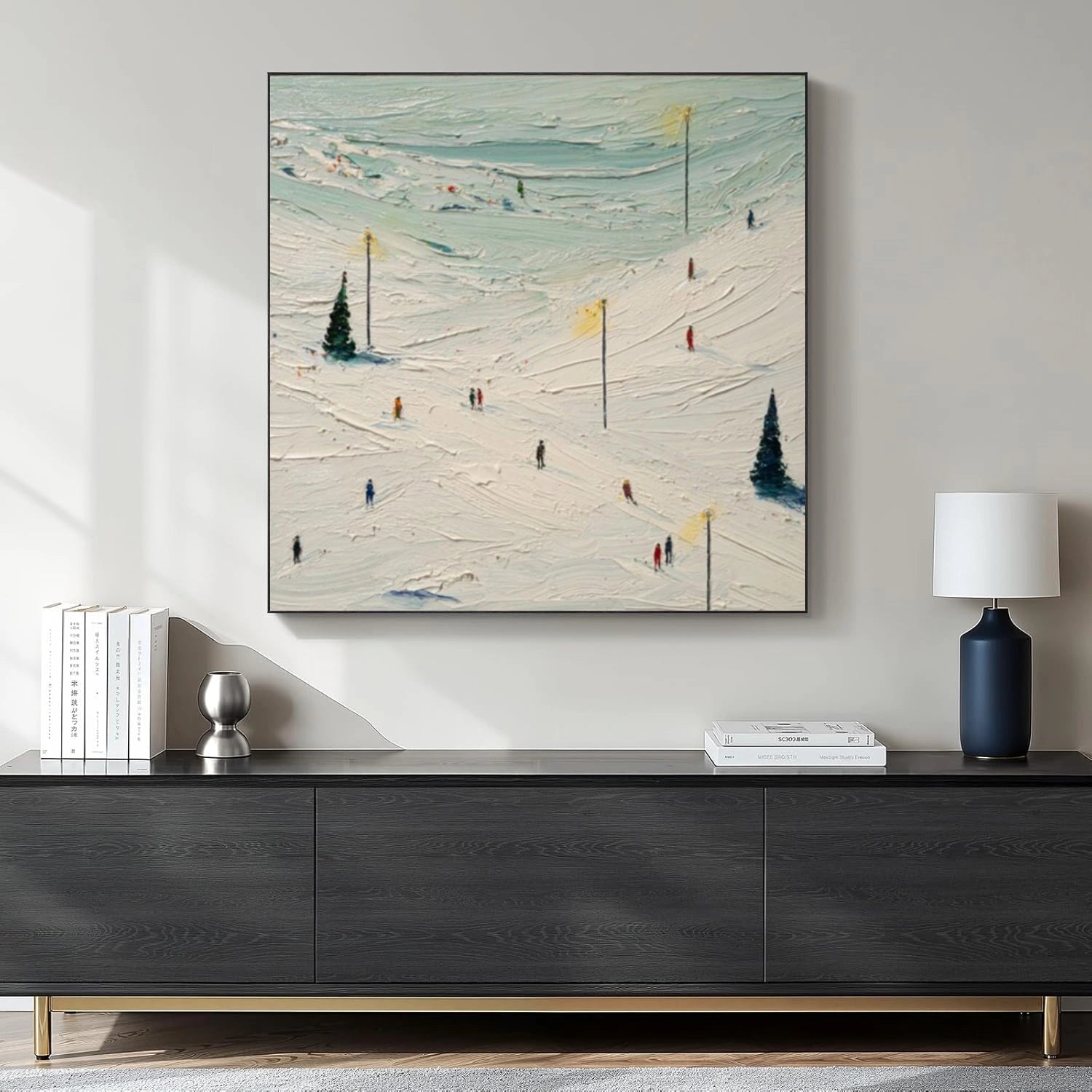 Skiing Sport Textured Wall Art #MS048