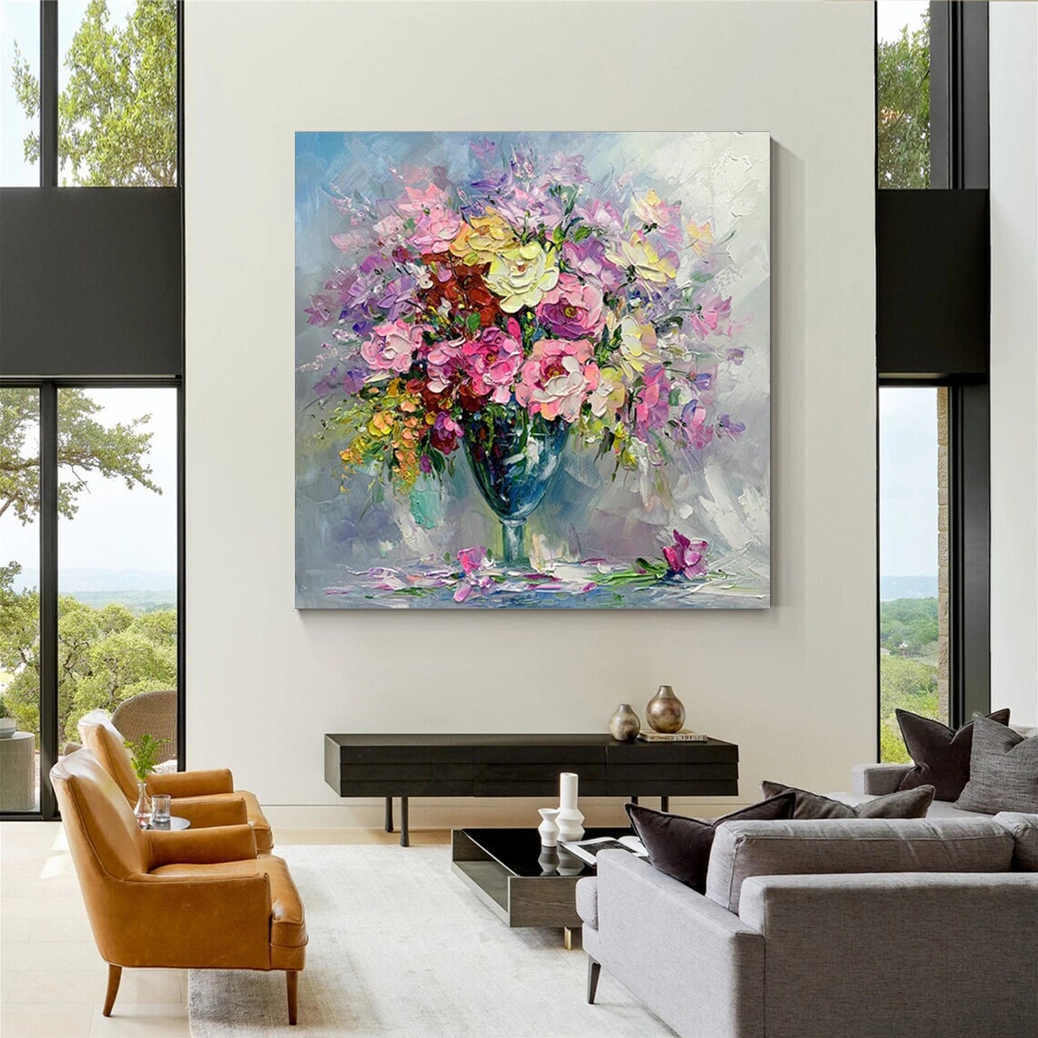 Colorful Flower Abstract Textured Wall Art #FP116