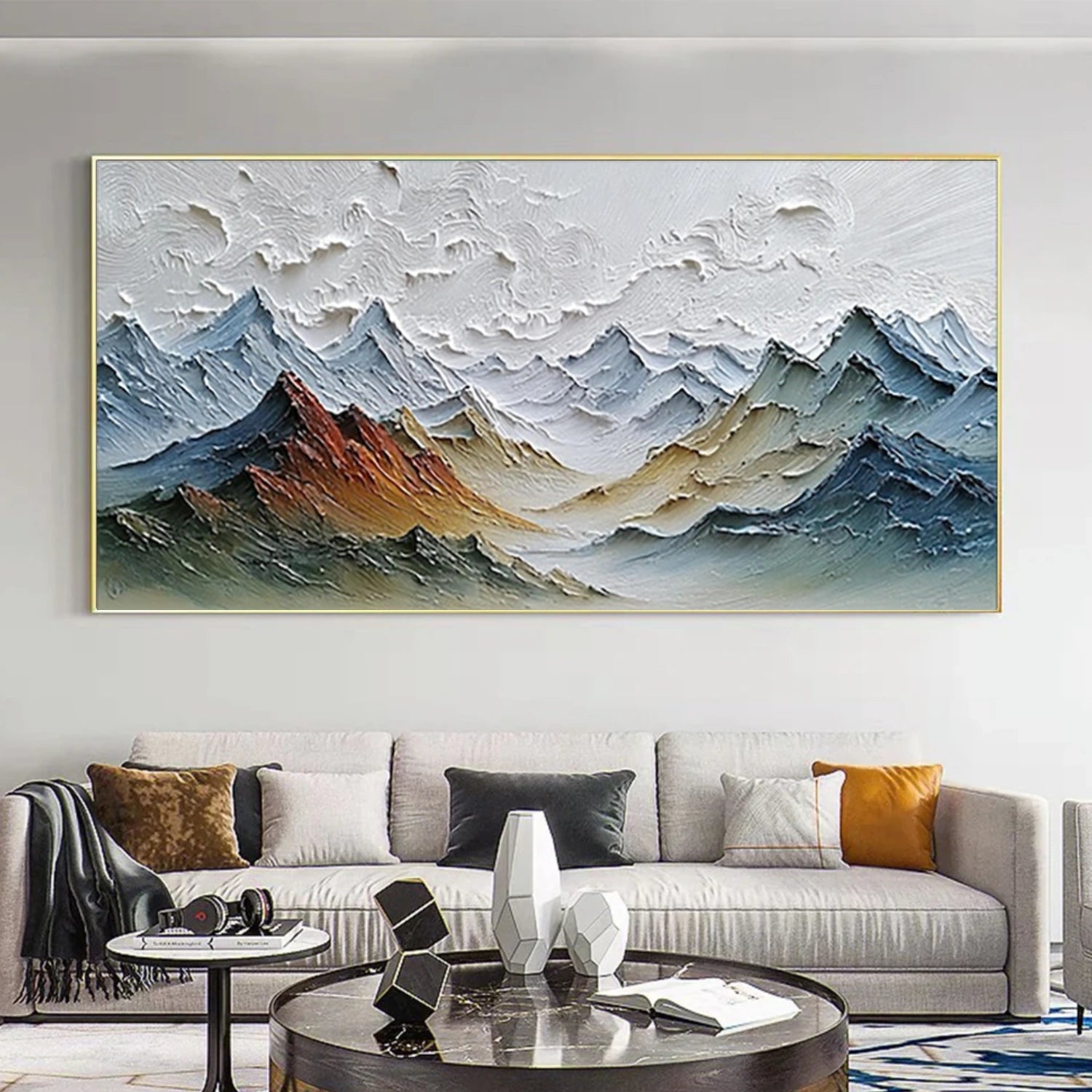 Abstract Mountain Textured Canvas Art #MO039