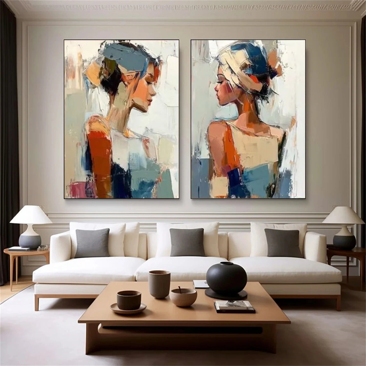 Abstract Portrait Canvas Art Set of 2 #AE070