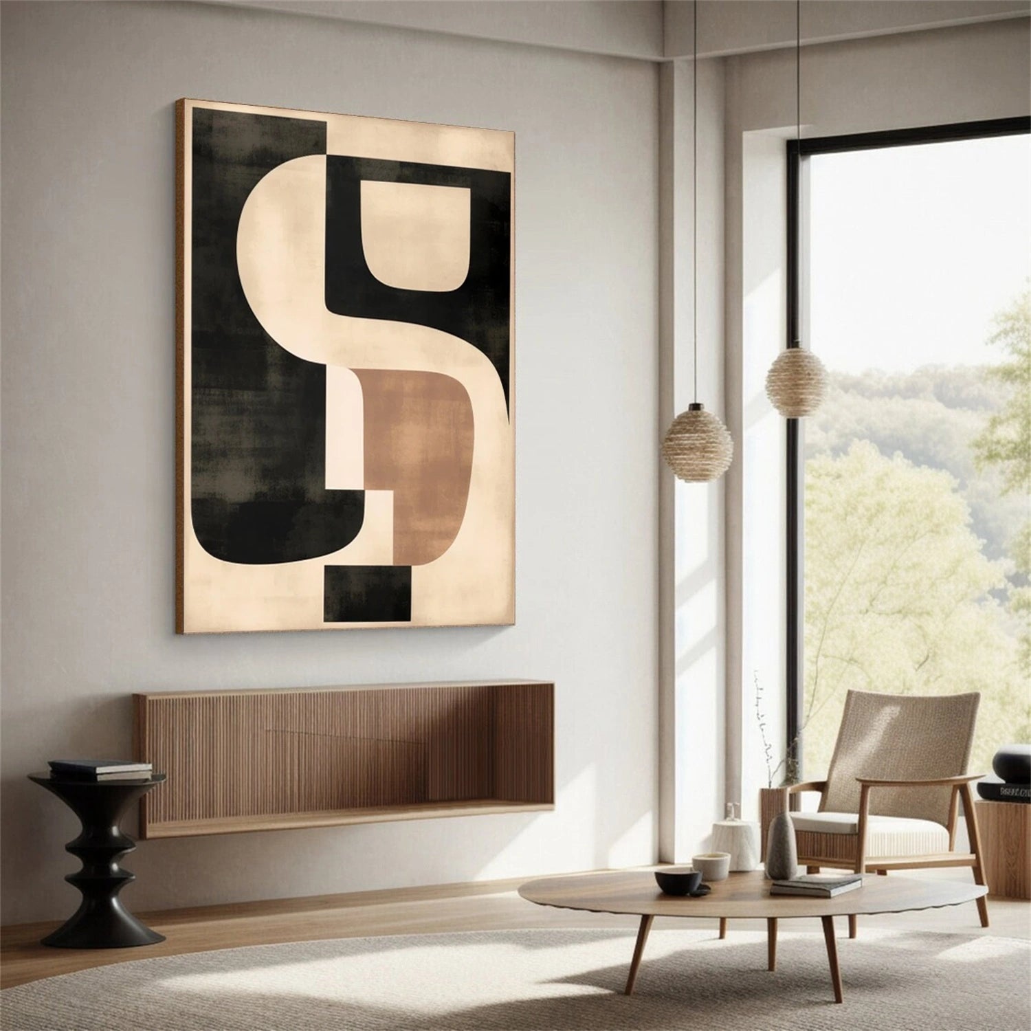 Black and Beige Wabi Sabi Canvas Art #WS051