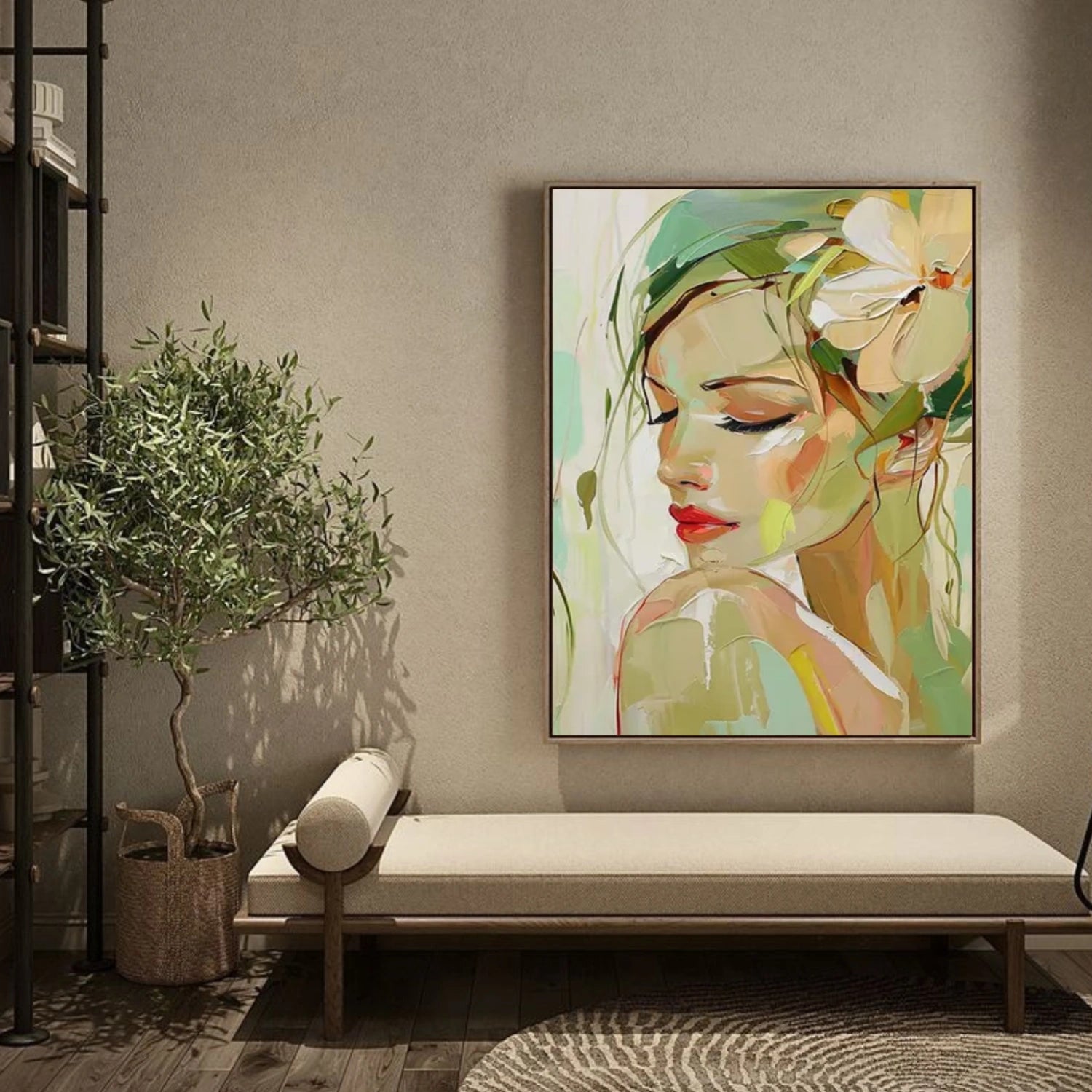 Abstract Portrait Textured Canvas Art #AE049