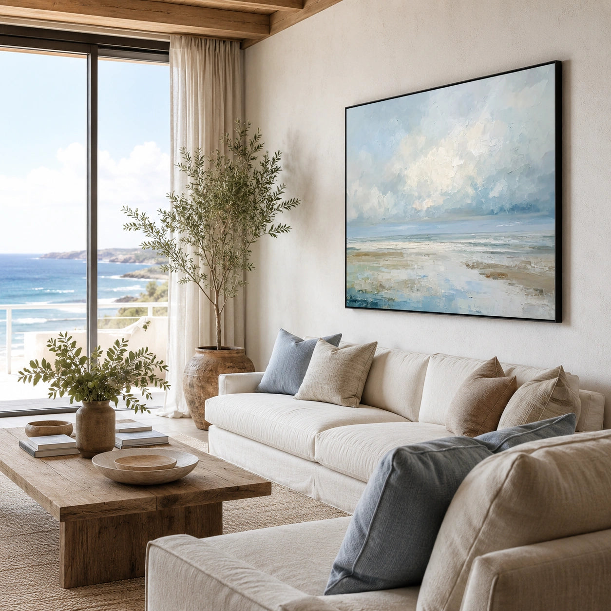 Ocean And Sky Abstract Textured Wall Art #OS184