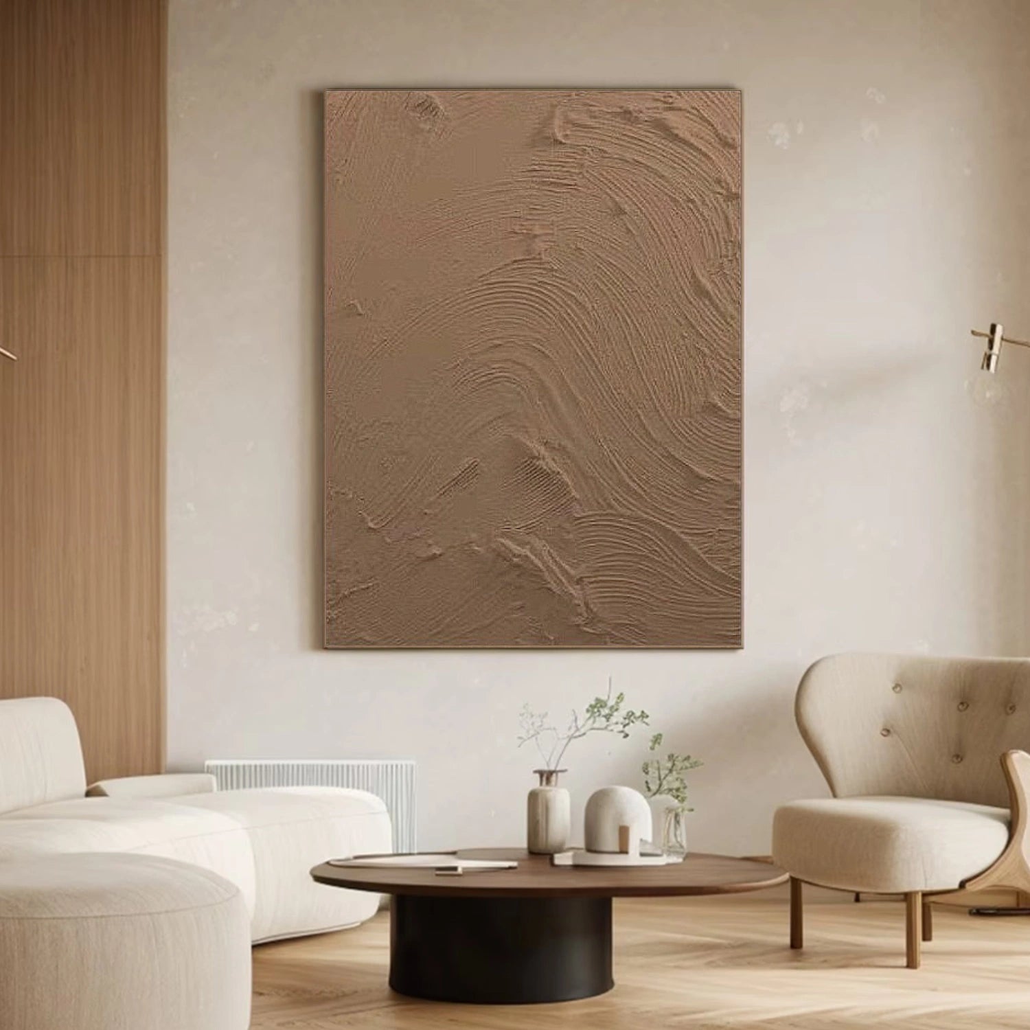Brown Minimalist Textured Canvas Art #MT137