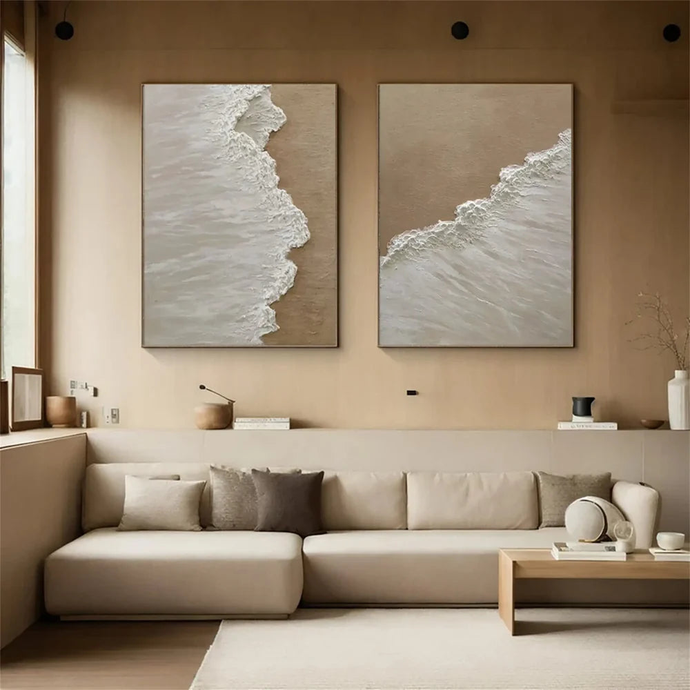 Ocean and Sky Textured Painting Canvas Set of 2 #OS032