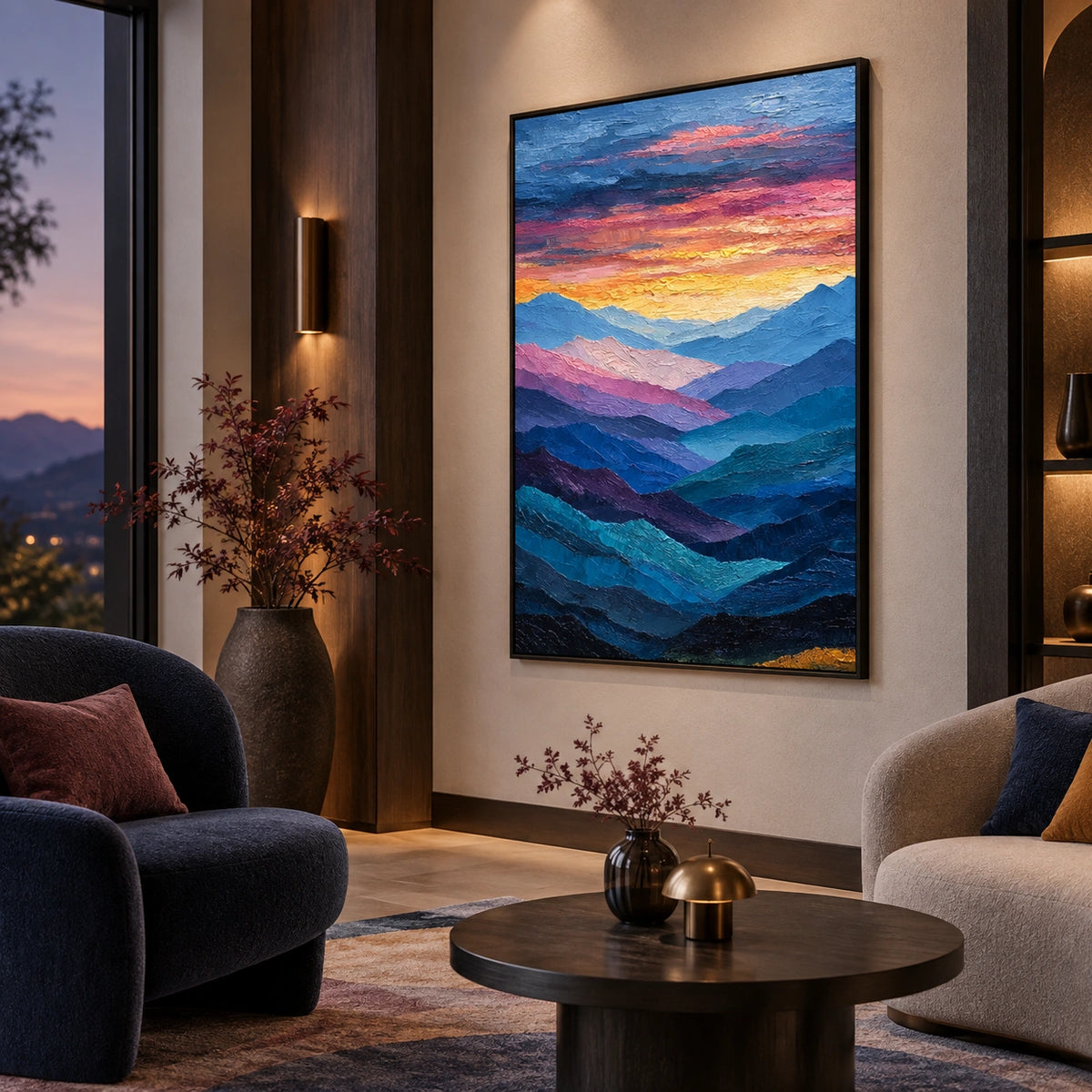 Abstract Mountain Textured Canvas Art #MO078