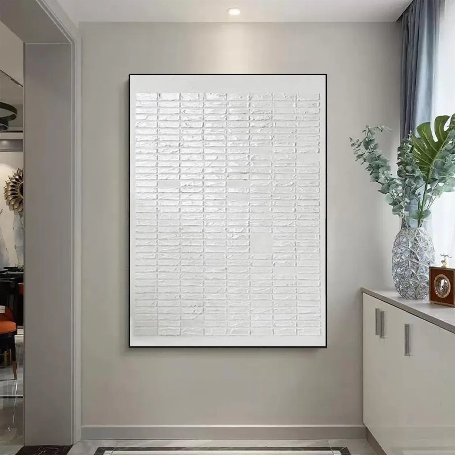 White Minimalist Textured Canvas Art #MT129