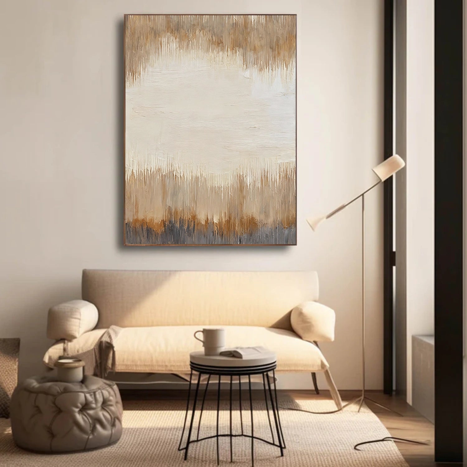 Beige and Brown Abstract Canvas Wall Art #AP315