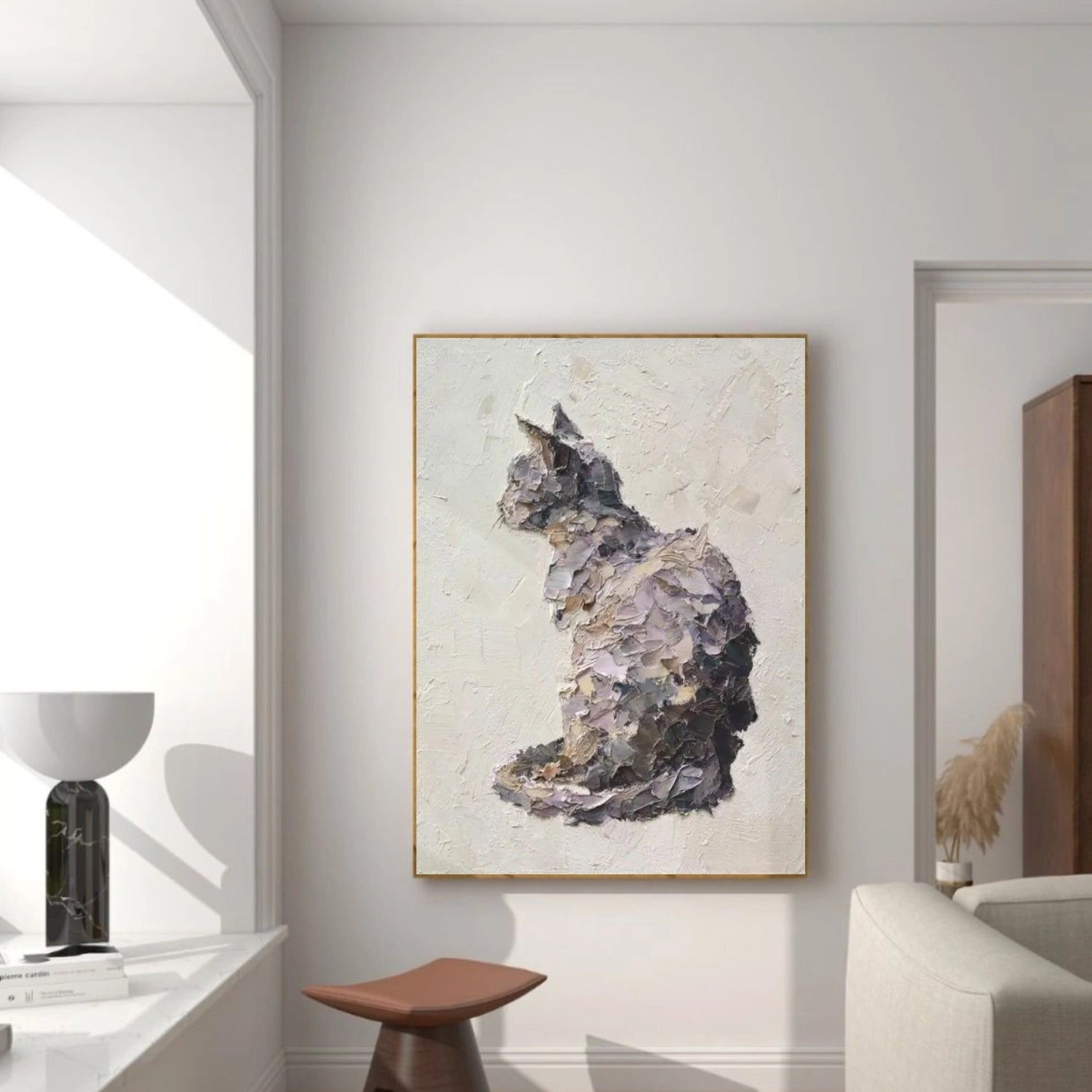 Abstract Animal Cat Textured Wall Art #AC119