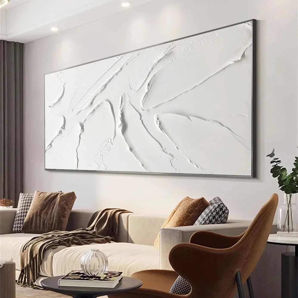 White Minimalist Textured Canvas #MT095