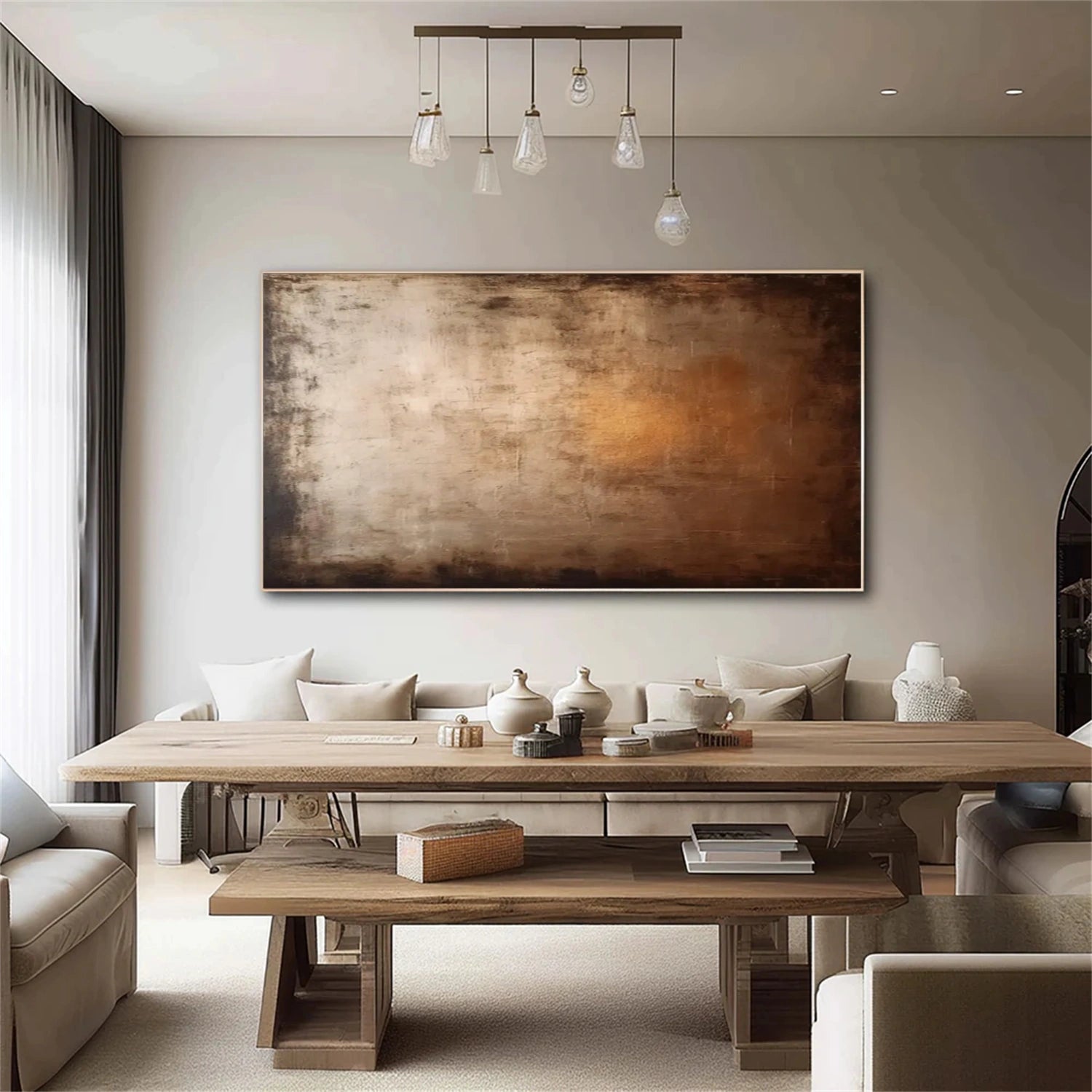 Beige and Brown Abstract Canvas Wall art #AP217