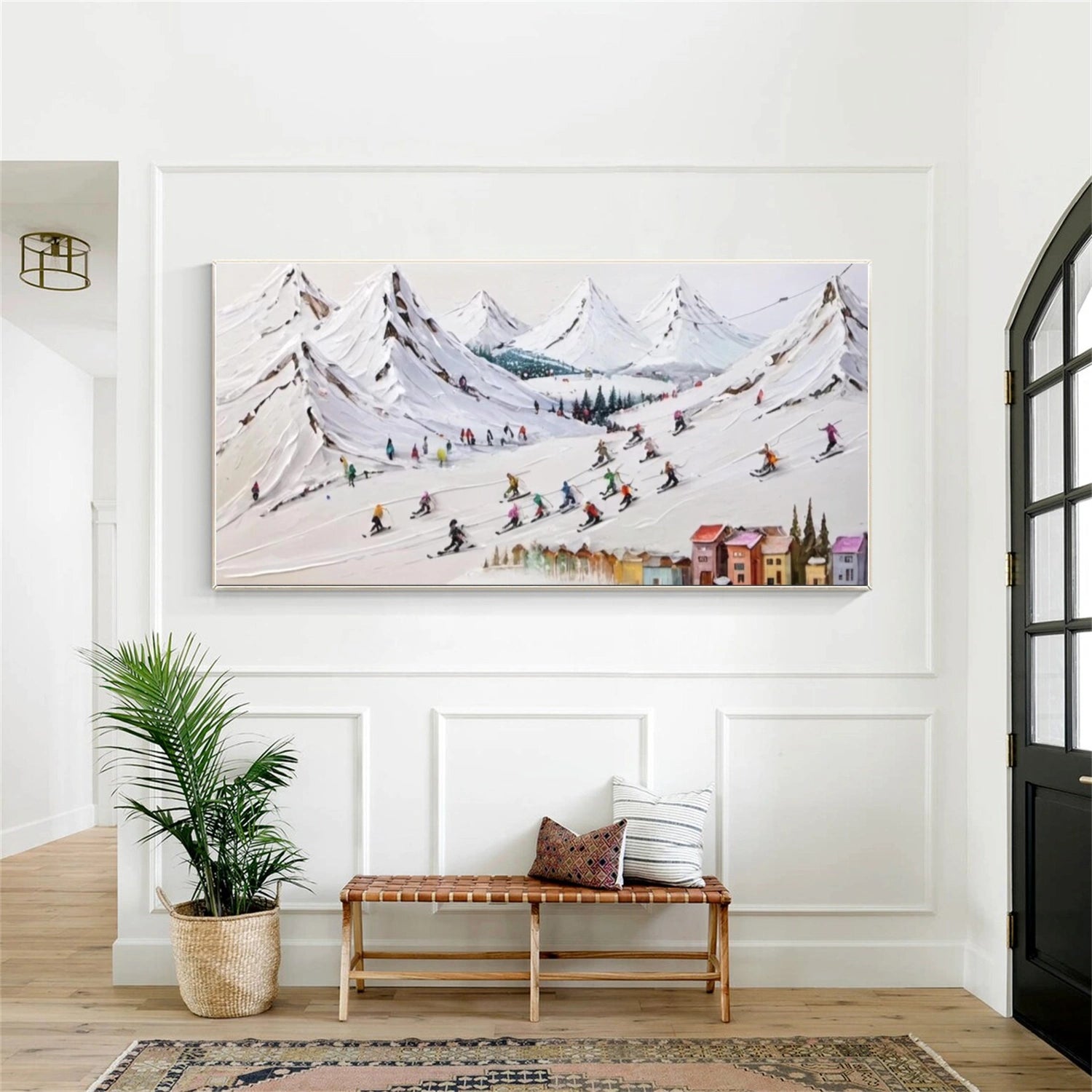 Skiing Sport Textured Wall Art #MS055