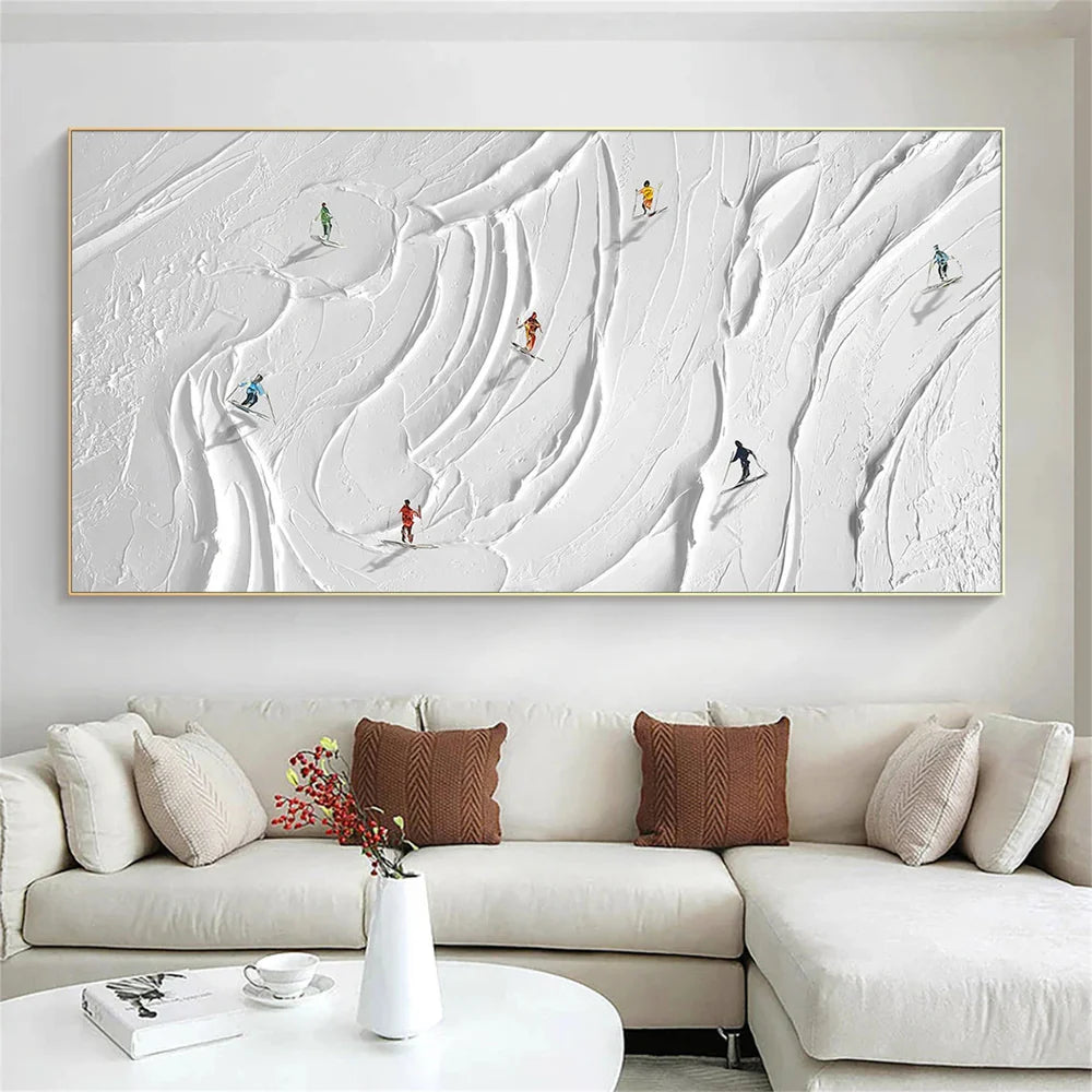 Skiing Sport Textured Wall Art #MS023