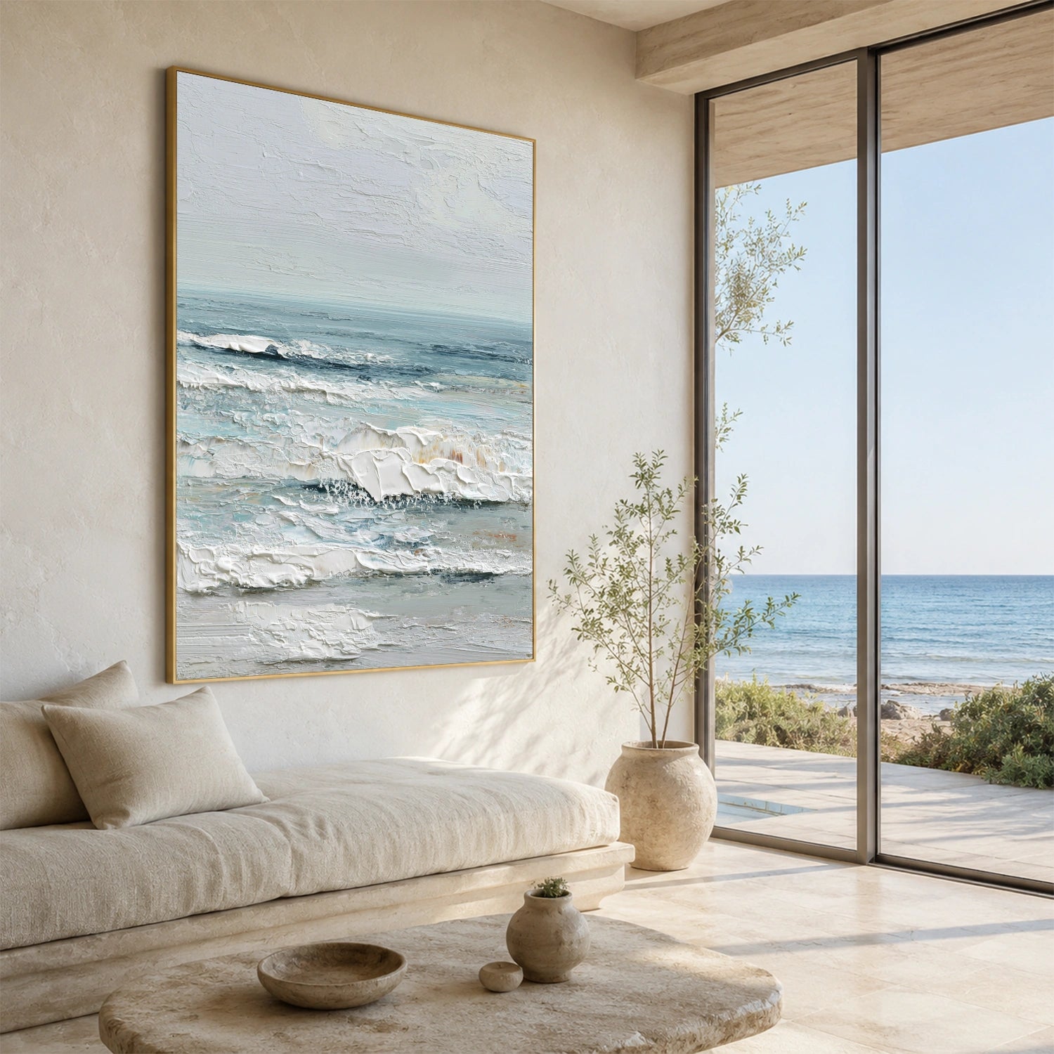 Ocean And Sky Abstract Textured Wall Art #OS190