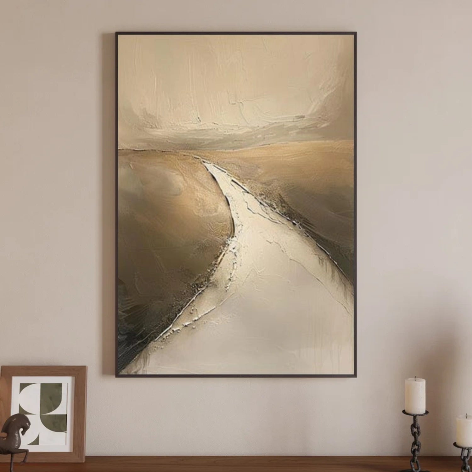 Beige and Brown Minimalist Textured Canvas Art #MT181
