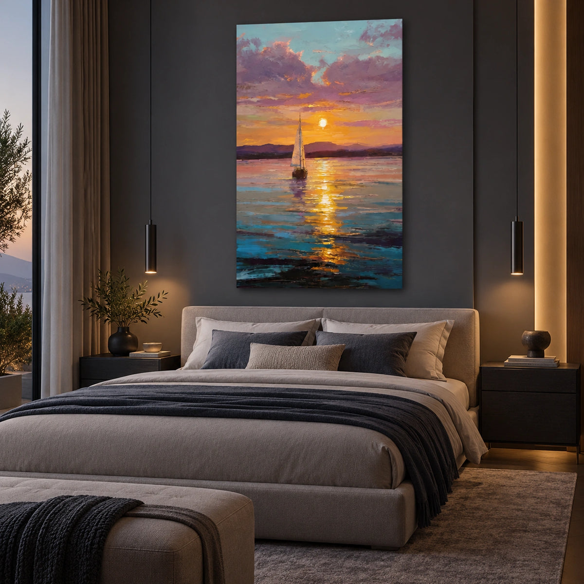 Ocean And Sky Abstract Textured Wall Art #OS214