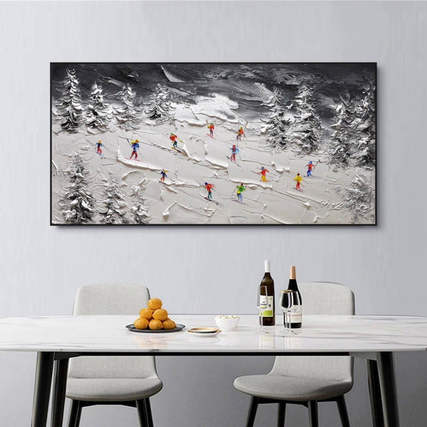 Skiing Sport Textured Wall Art #MS059