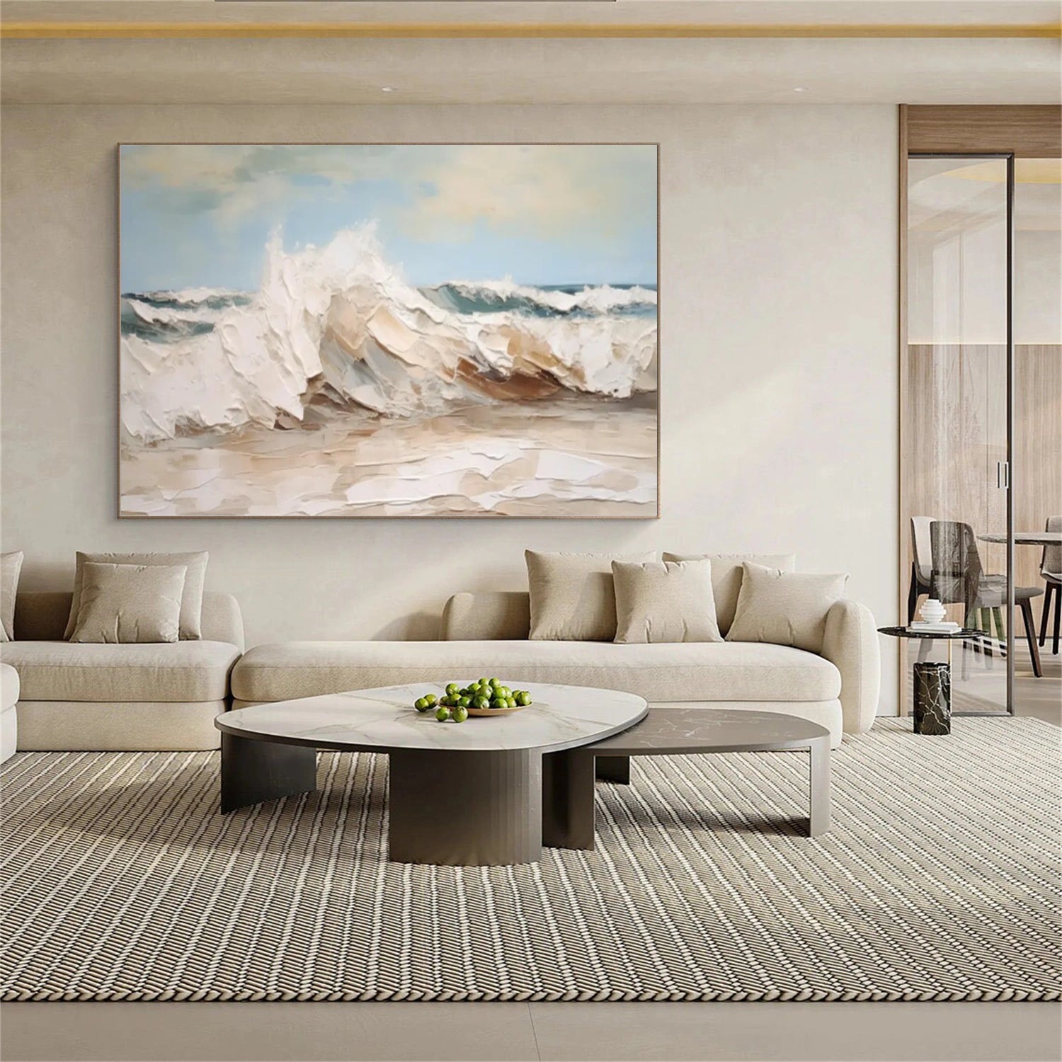 Ocean And Sky Abstract Textured Wall Art #OS058