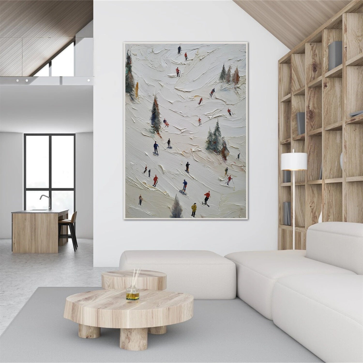 Skiing Sport Textured Wall Art #MS085