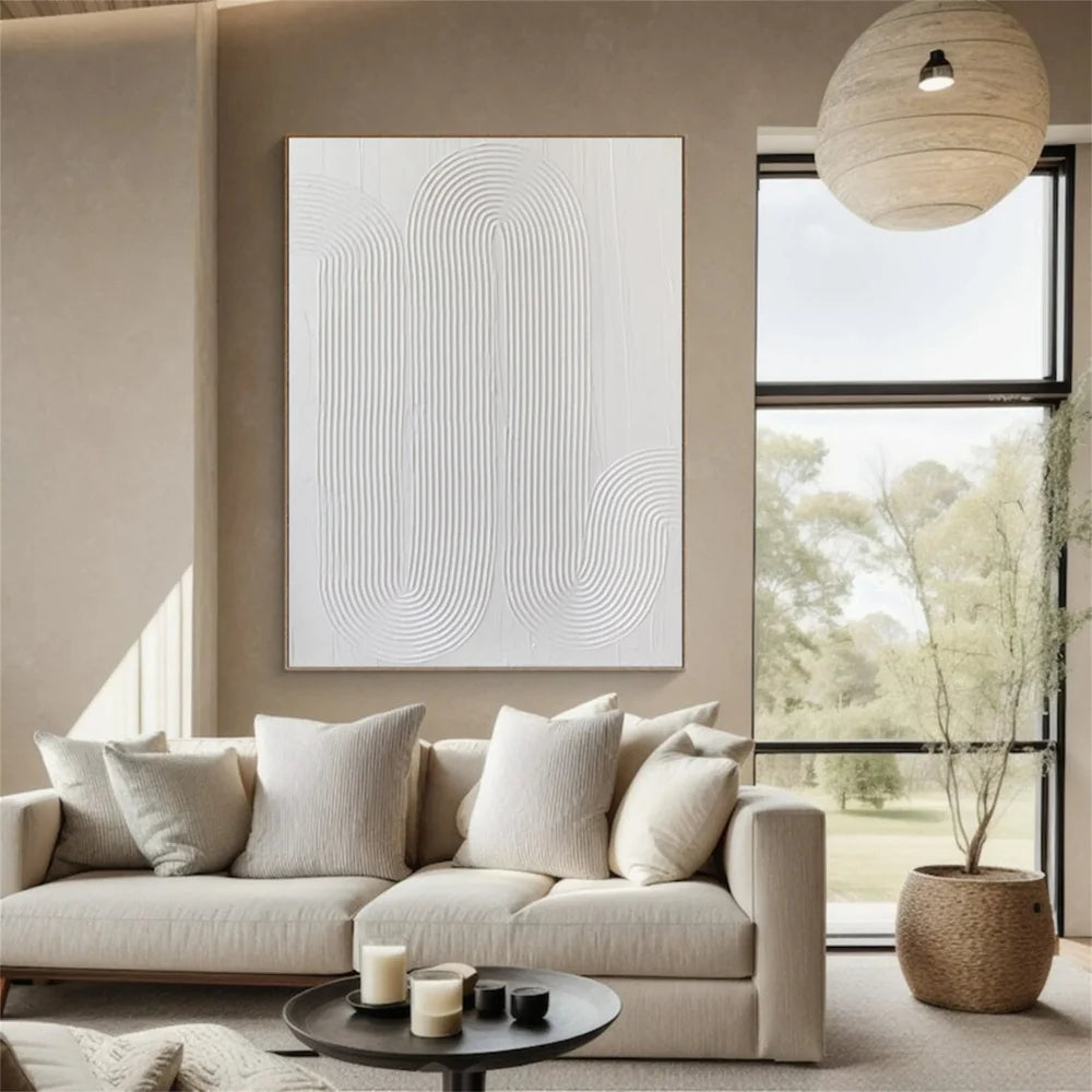 White Minimalist Textured Canvas #MT109