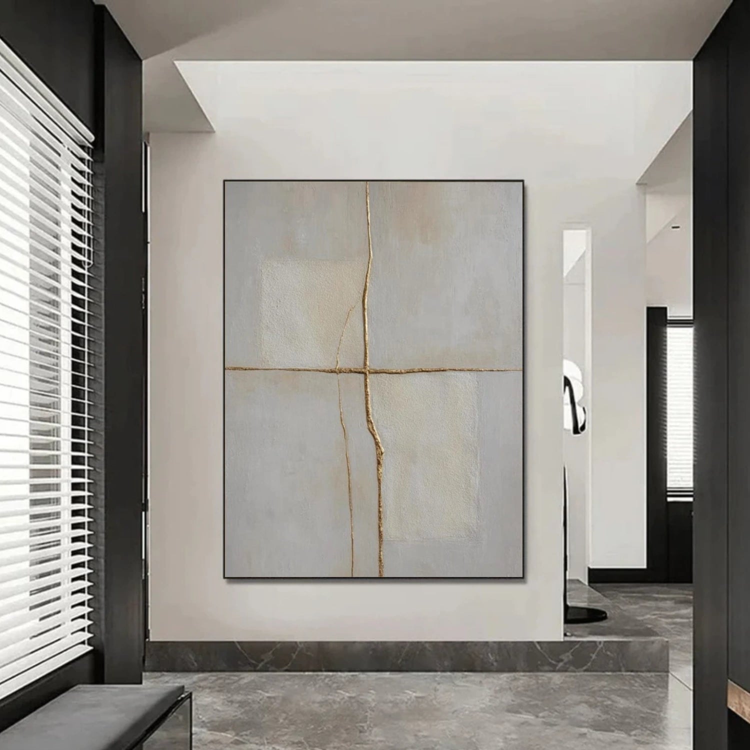 Gray Minimalist Textured Canvas Art #MT193