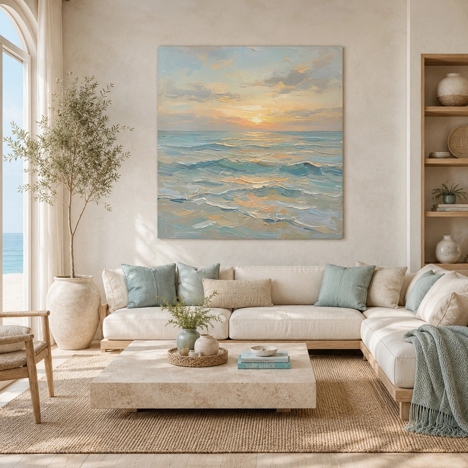 Ocean And Sky Abstract Textured Wall Art #OS174