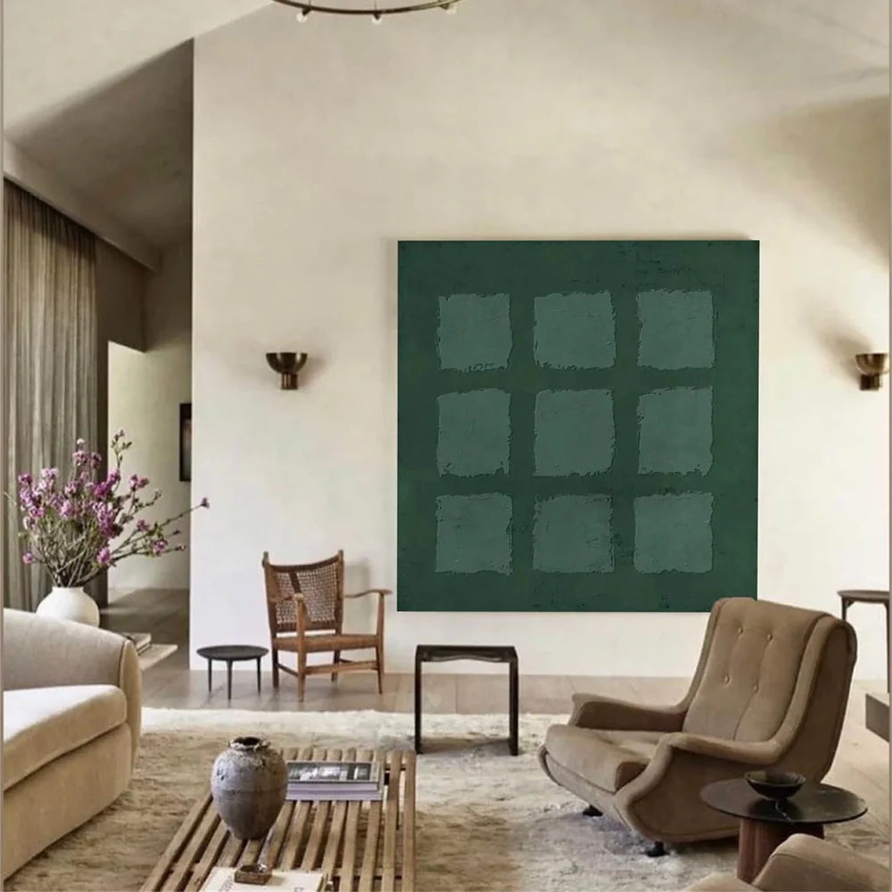 Green Minimalist Textured Painting Canvas #MT093