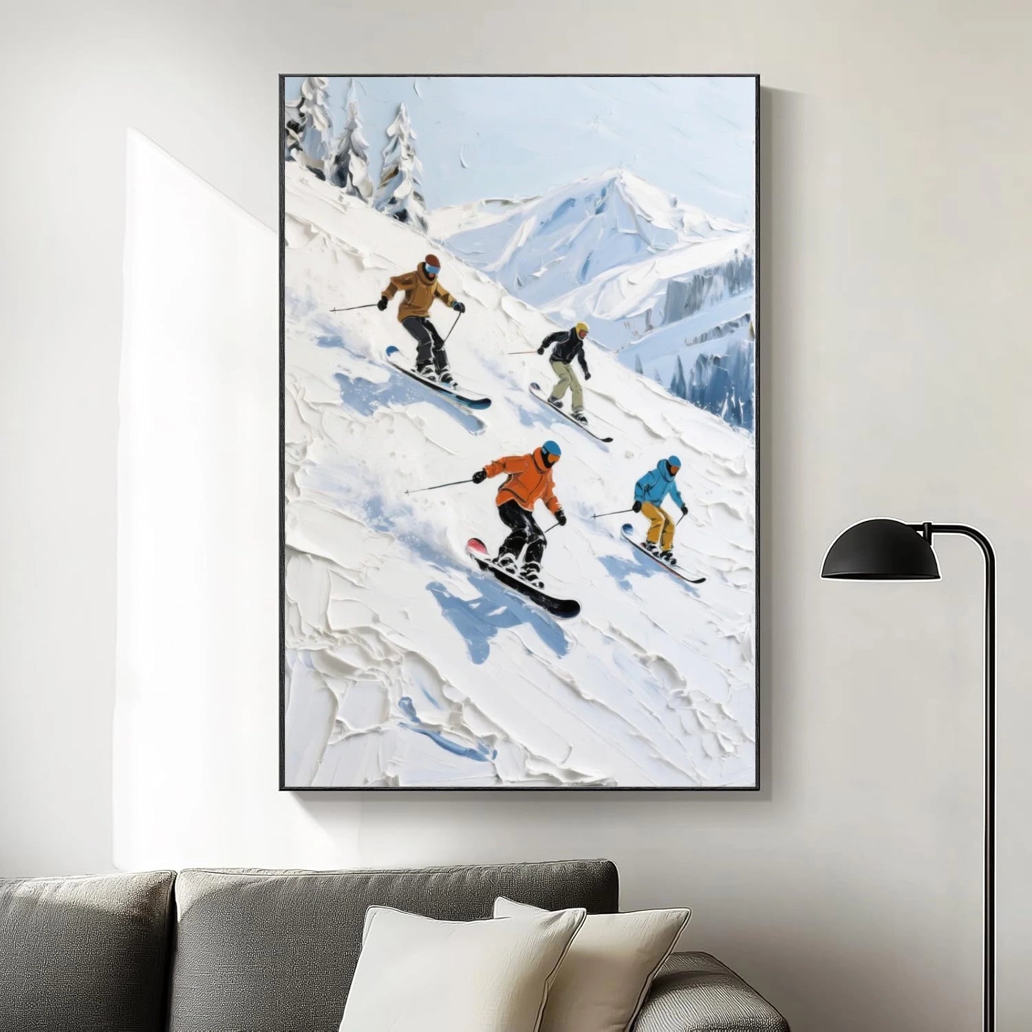 Skiing Sport Textured Wall Art #MS063