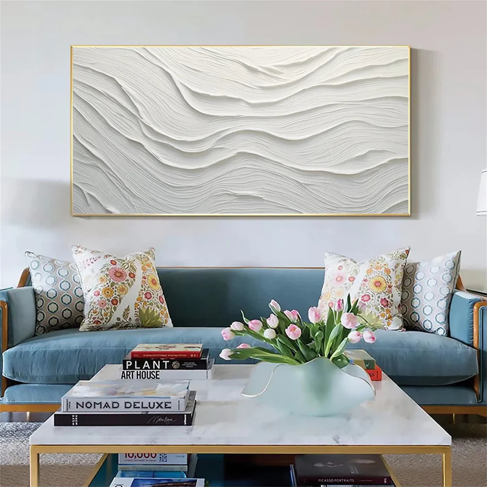 White Minimalist Textured Canvas #MT073