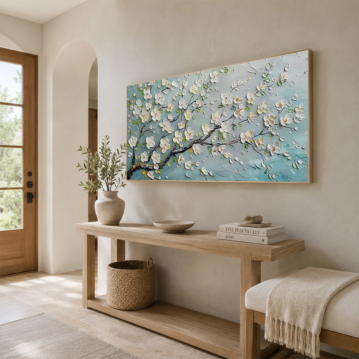 Flower And Tree Abstract Textured Painting Canvas #FT014