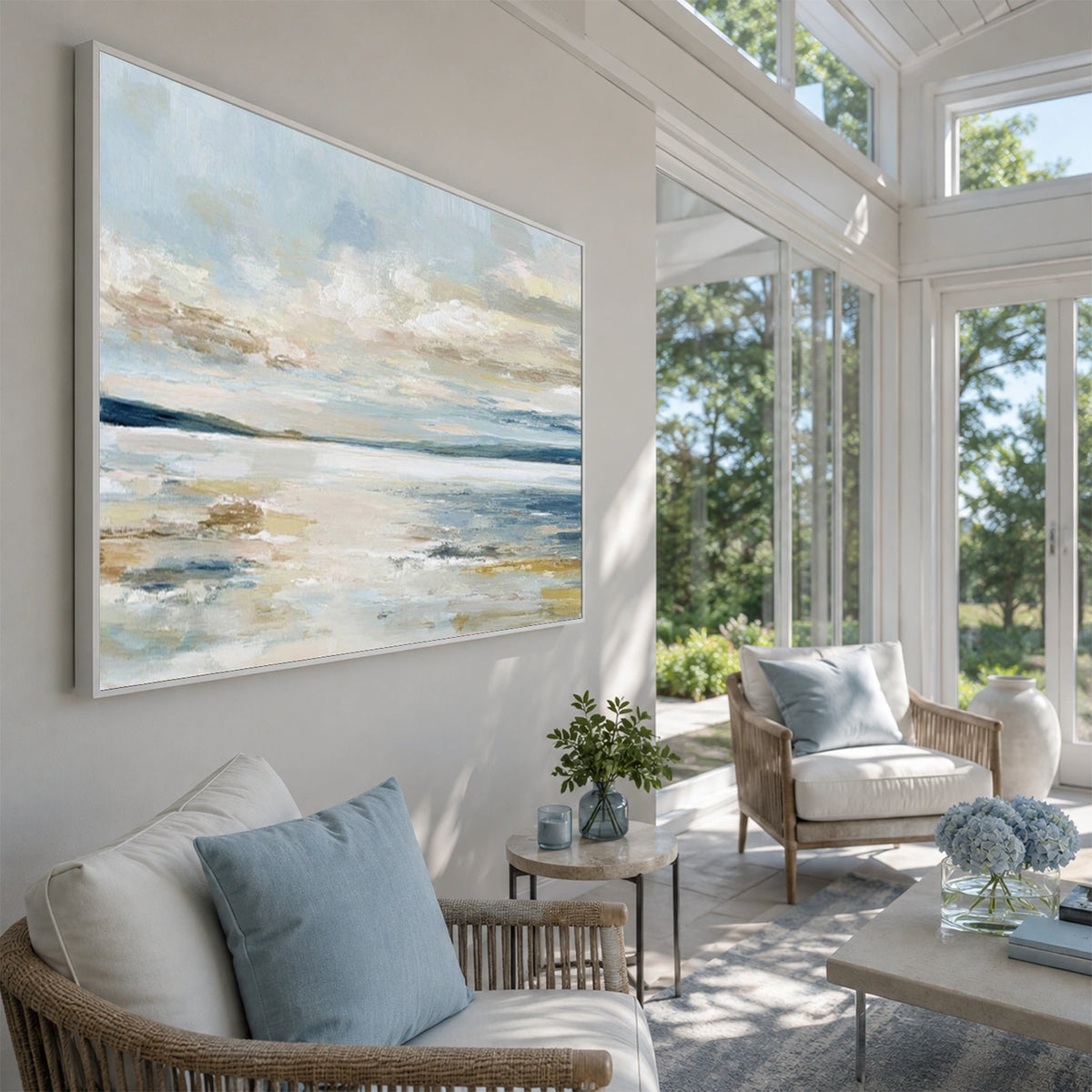 Ocean And Sky Abstract Textured Wall Art #OS244