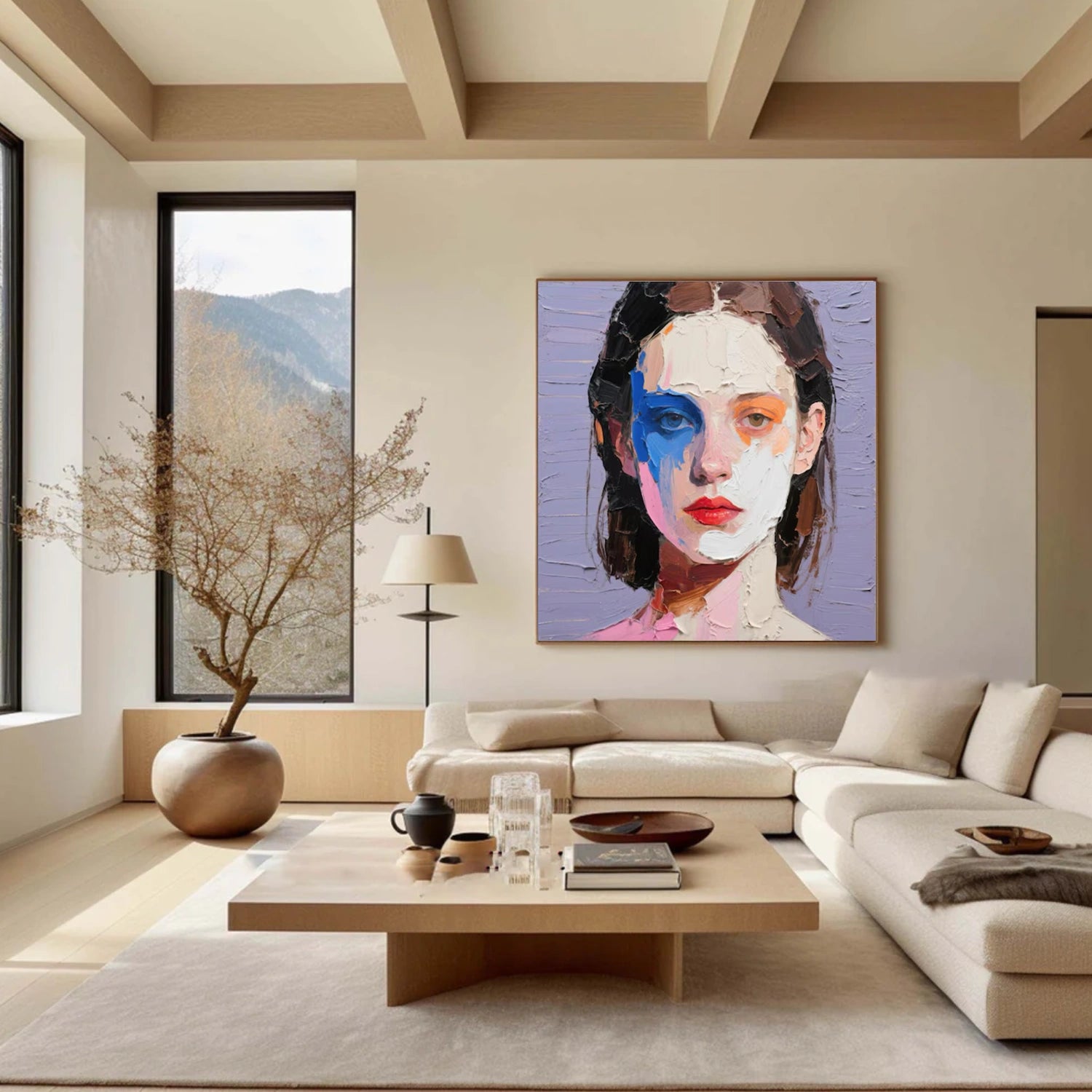 Abstract Portrait Textured Canvas Art #AE089