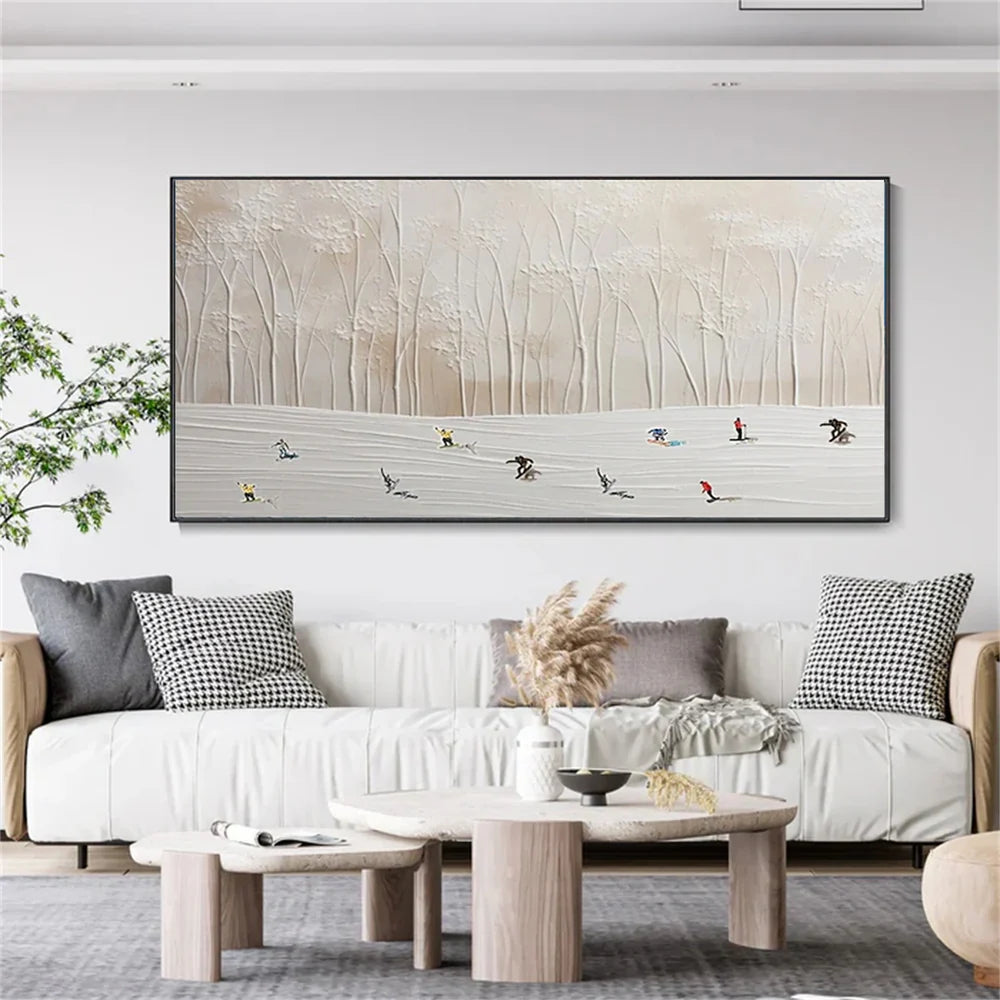 Skiing Sports Textured Painting Canvas #MS007