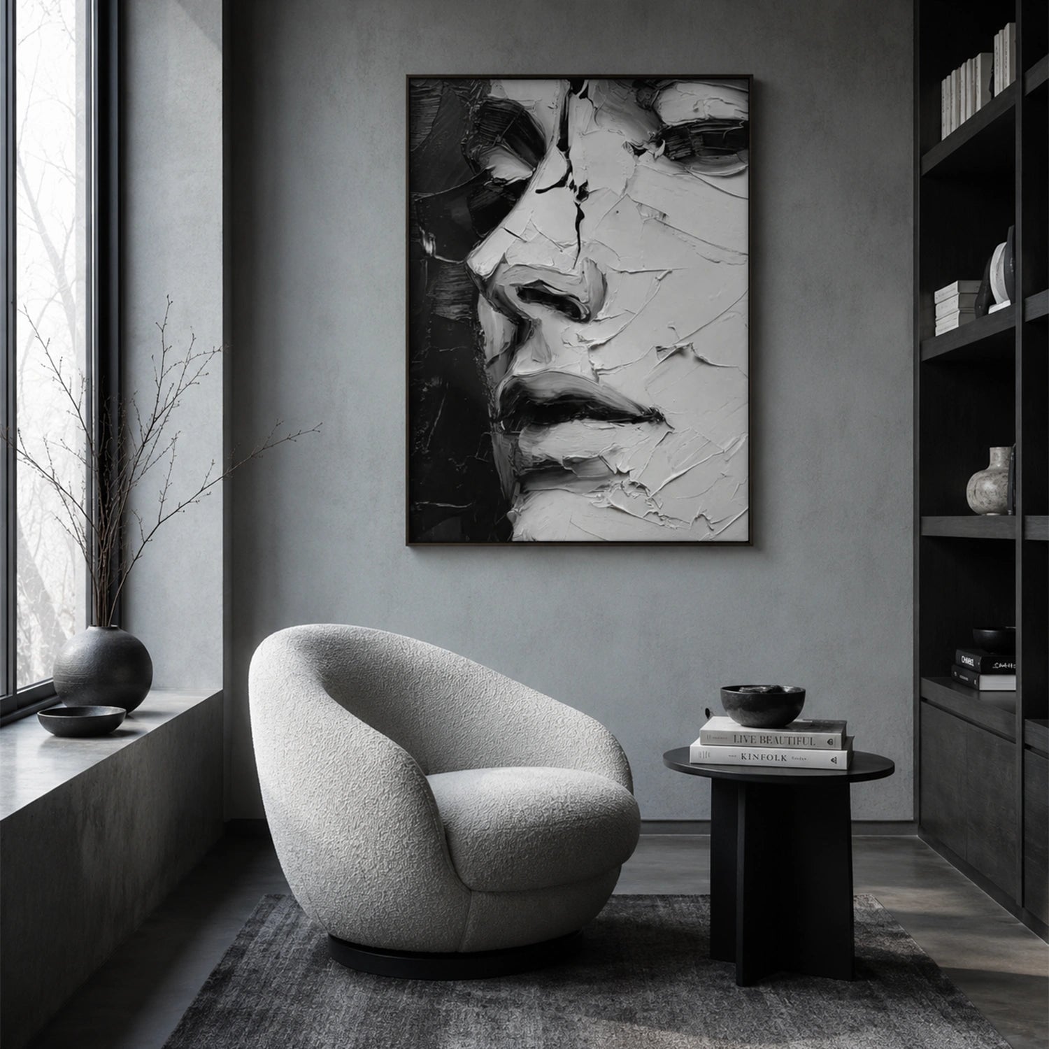 Abstract Portrait Textured Canvas Art #AE157
