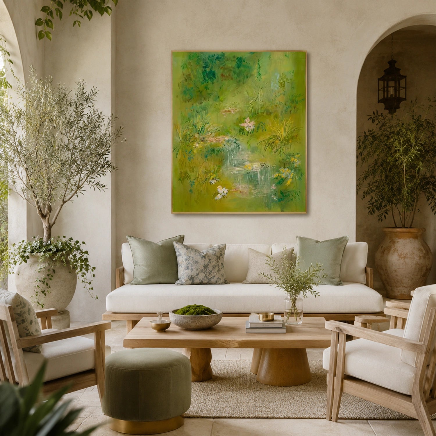 Green Flower Abstract Wall Art #FP207