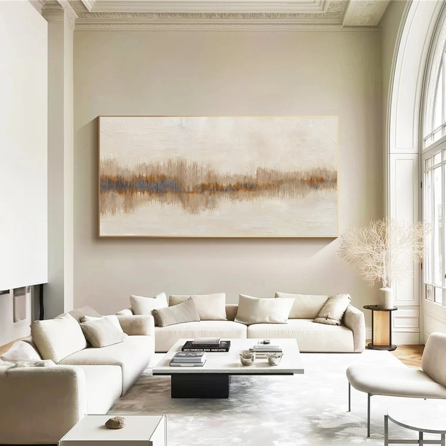 Beige and Brown Abstract Canvas Wall Art #AP316