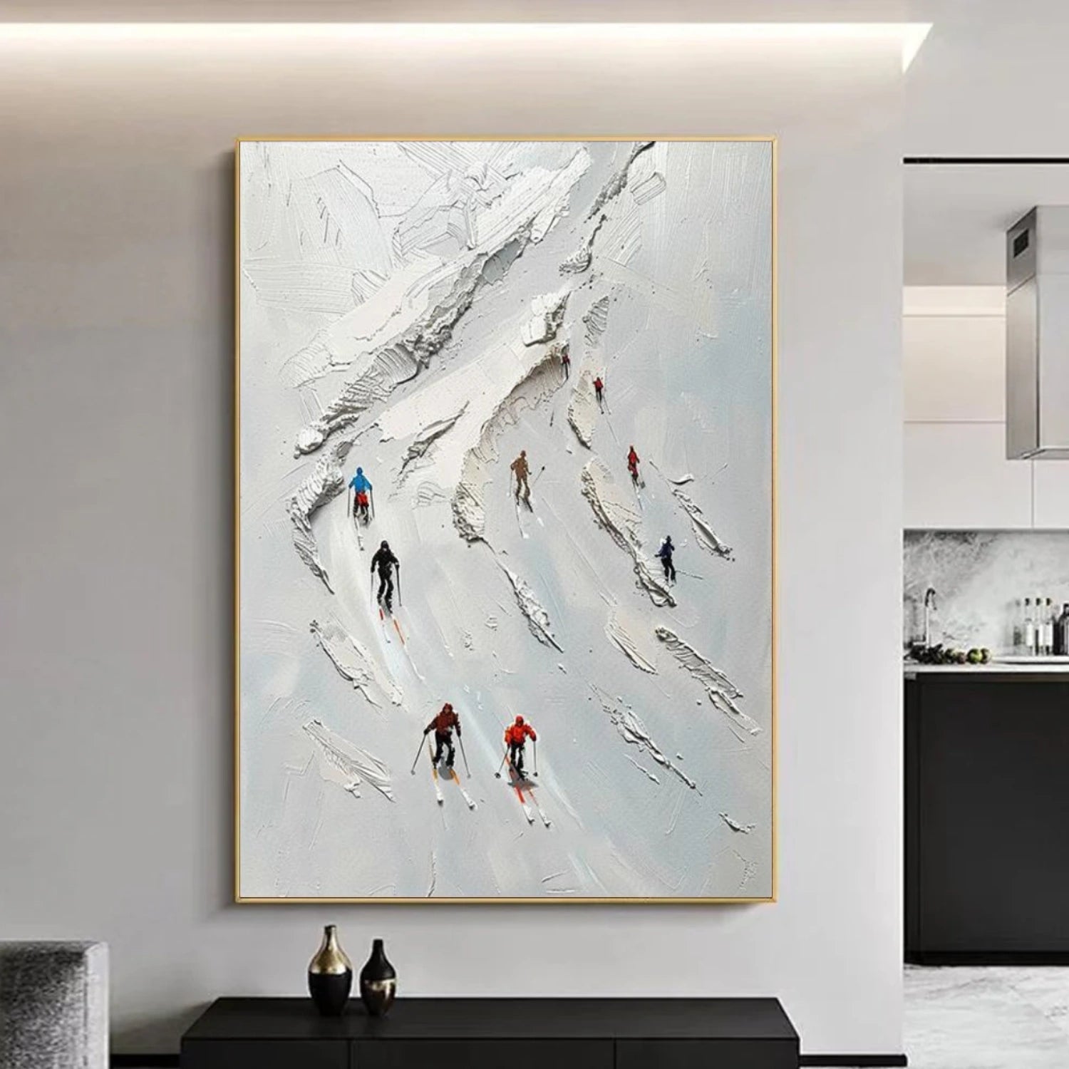 Skiing Sport Textured Wall Art #MS065