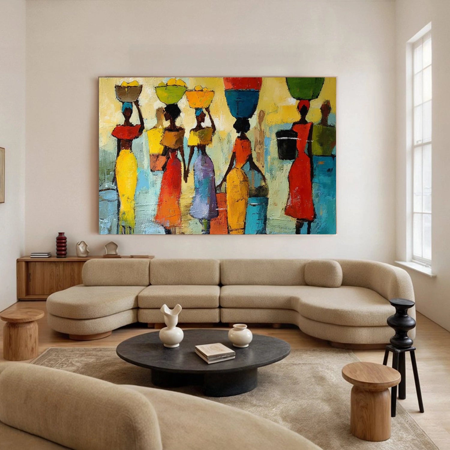 Colorful Abstract Portrait Textured Canvas Art #AE109
