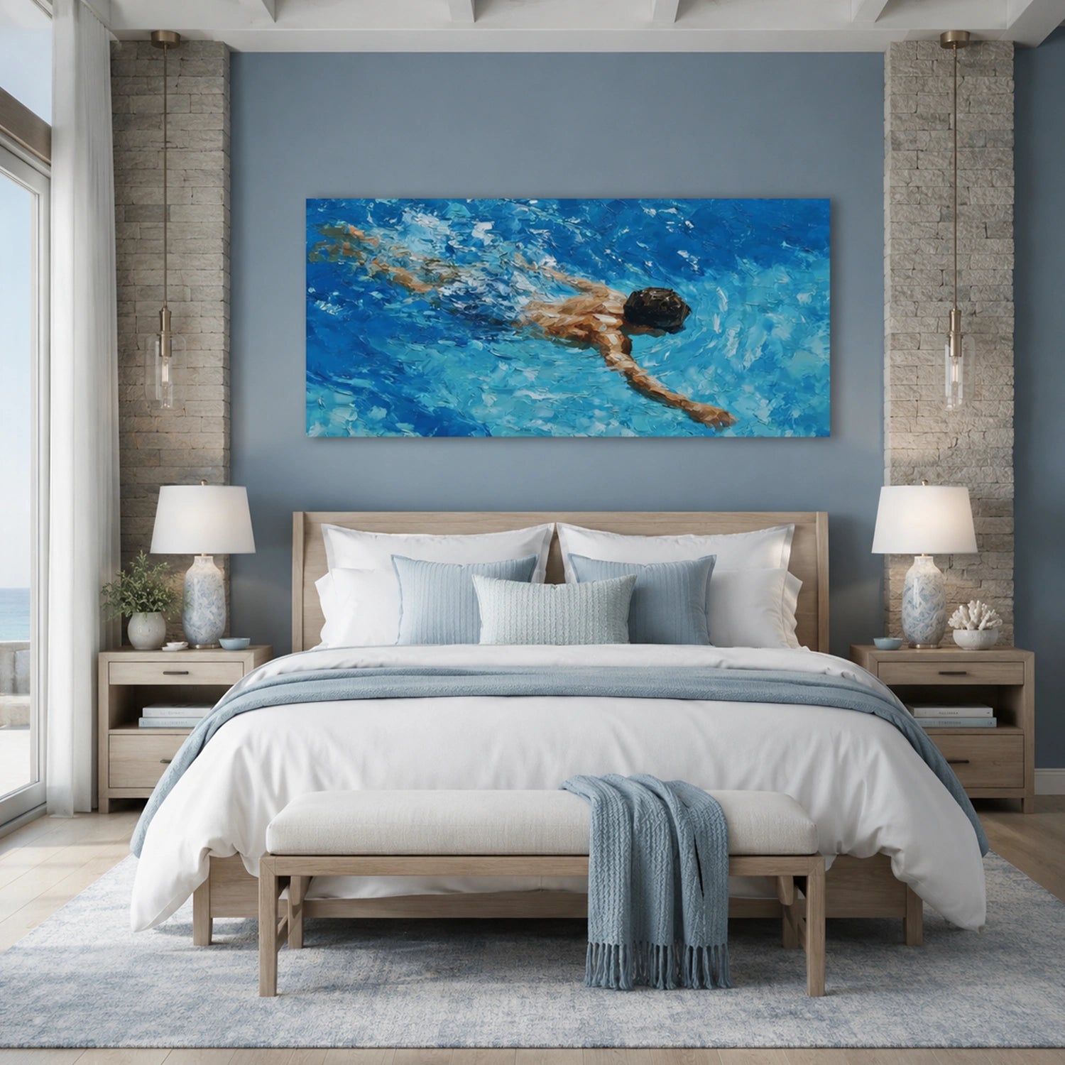 Swimming Sport Textured Wall Art #MS133