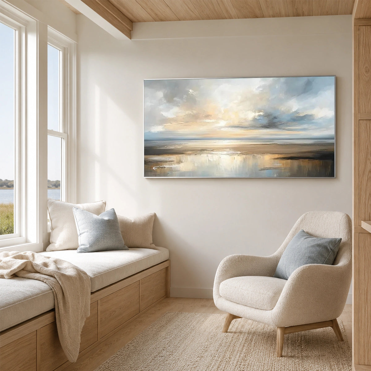 Ocean And Sky Abstract Textured Wall Art #OS199