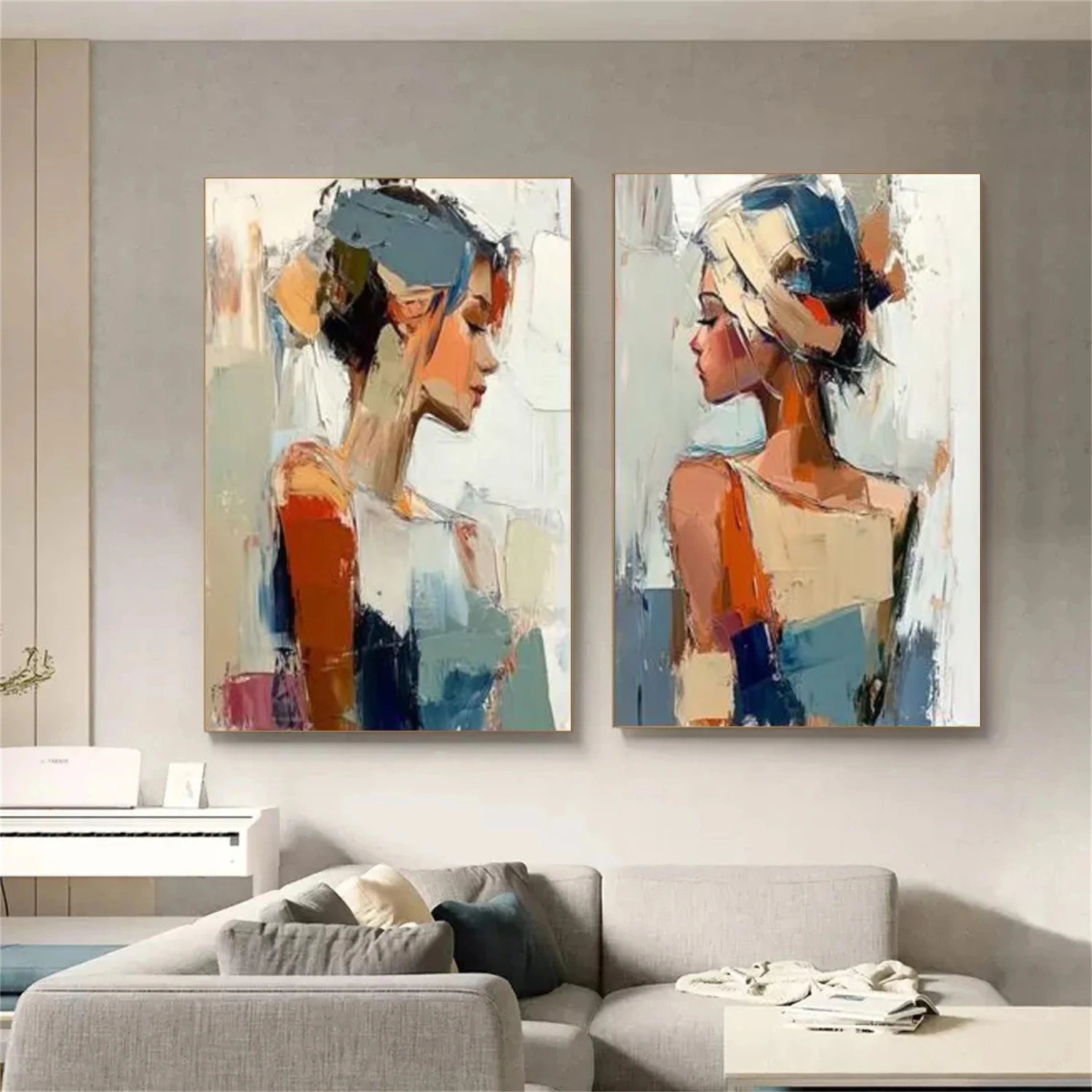Abstract Portrait Canvas Art Set of 2 #AE070