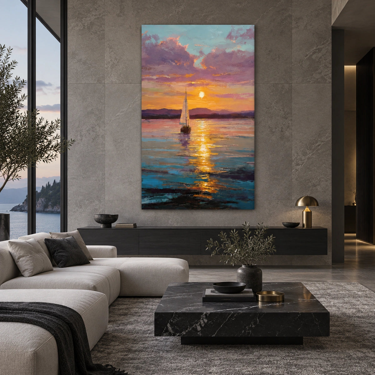 Ocean And Sky Abstract Textured Wall Art #OS214