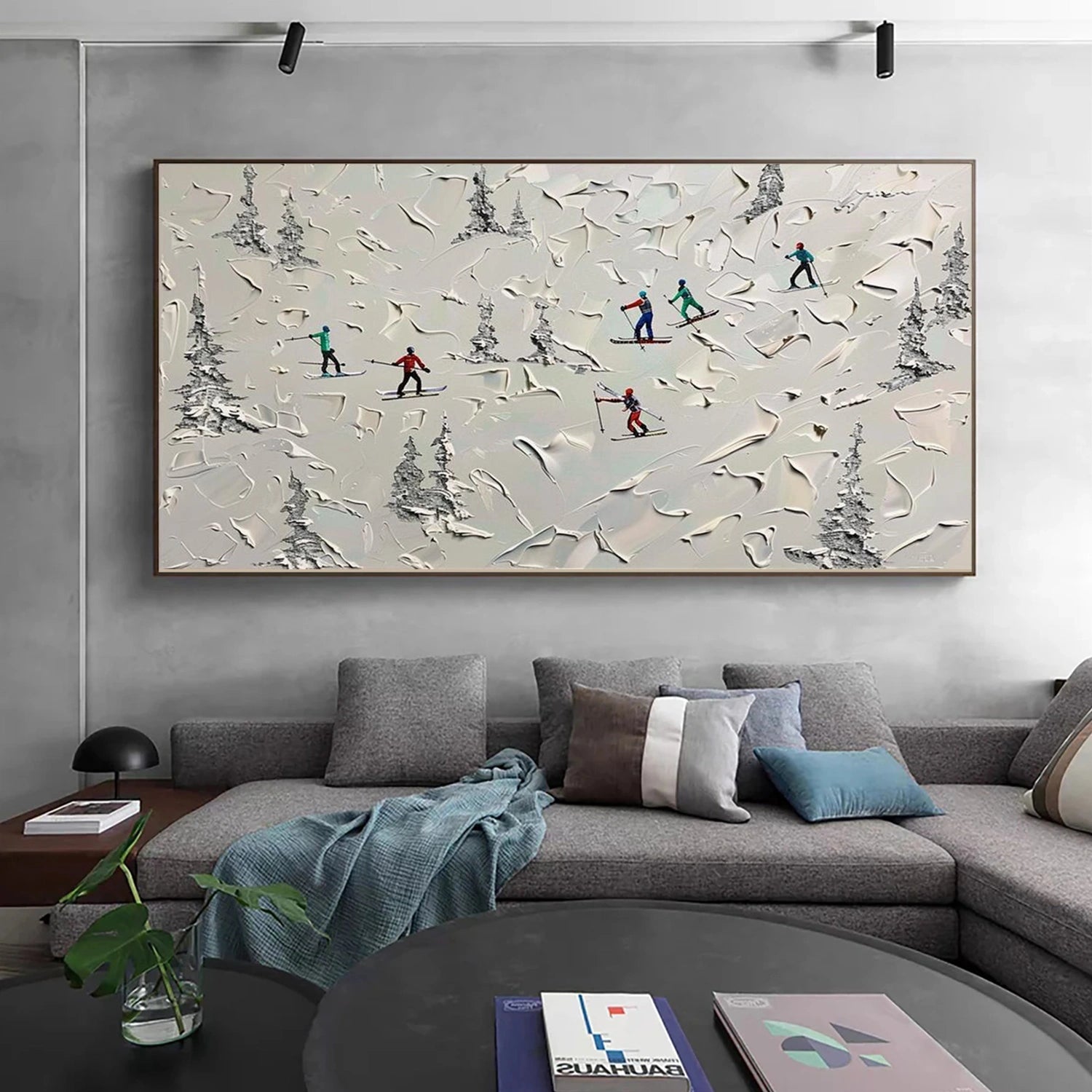 Skiing Sport Textured Wall Art #MS079