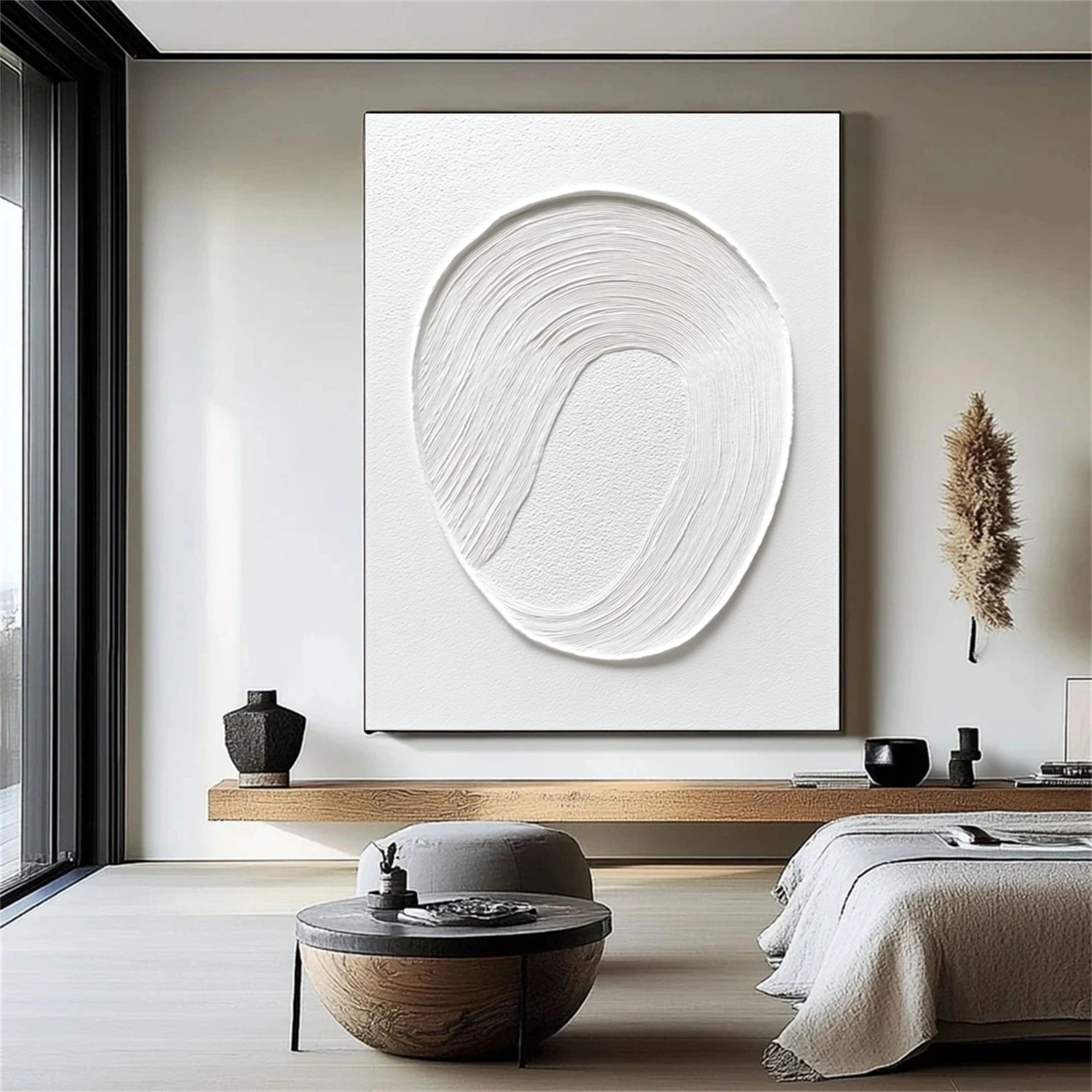 White Minimalist Textured Canvas Art #MT185