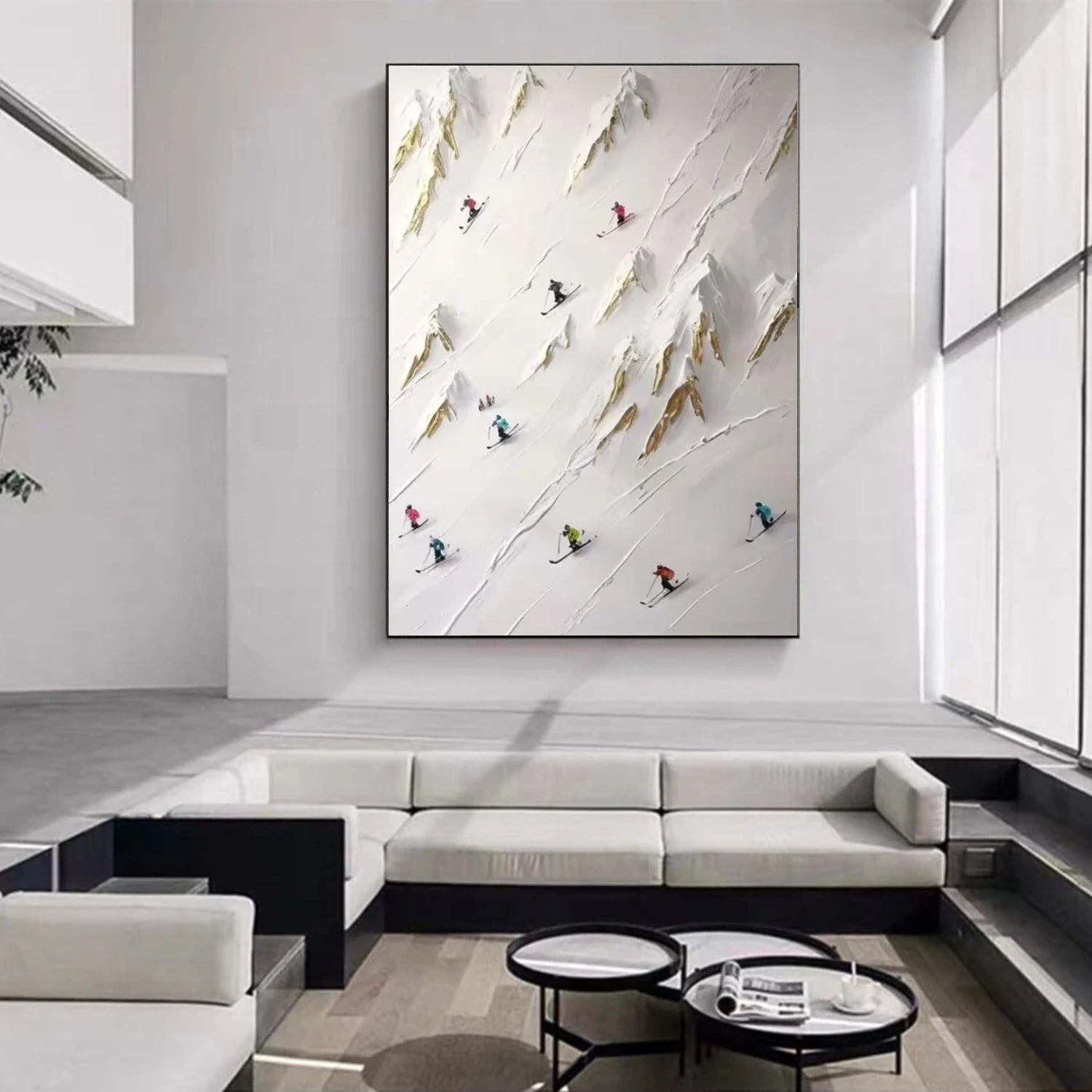 Skiing Sport Textured Wall Art #MS045